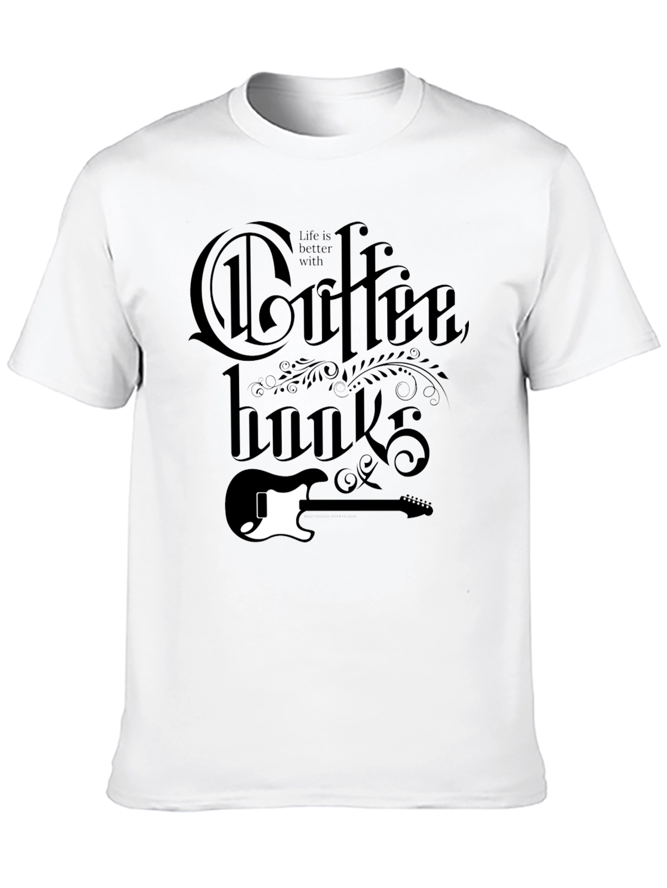 Coffee Hooks T-Shirt - Guitar Lovers Tee