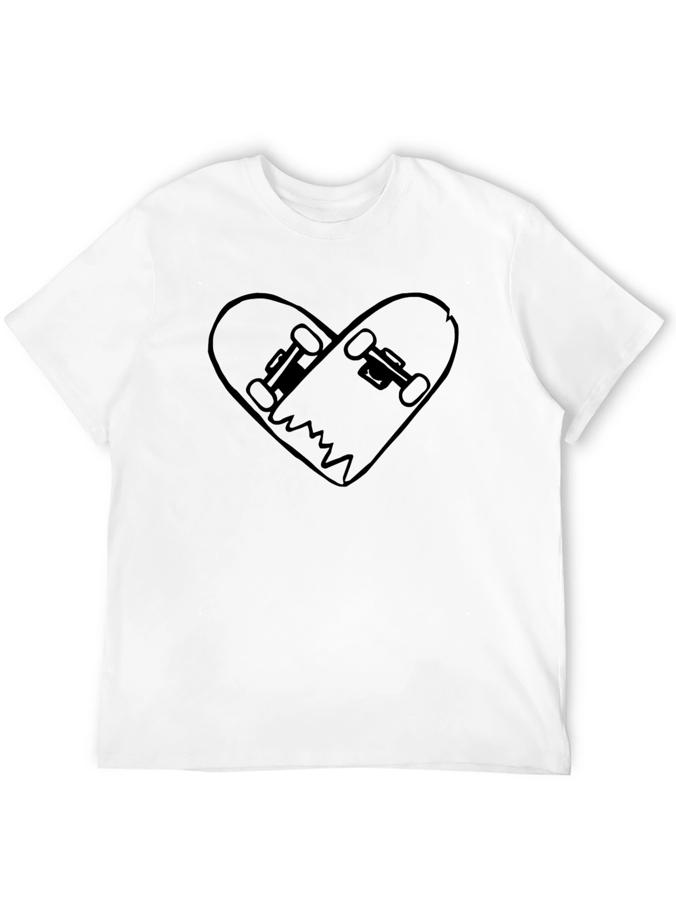 Skateboard Heart Graphic Tee - Black
