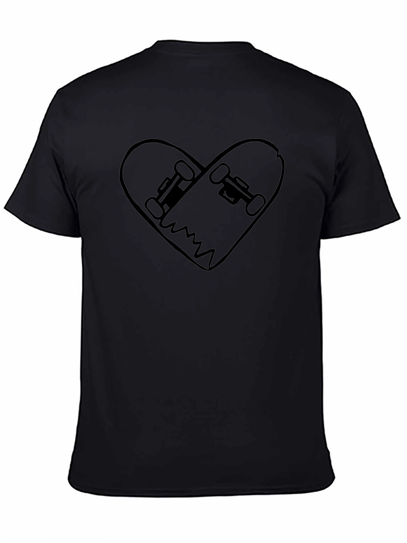 Skateboard Heart Graphic Tee - Black