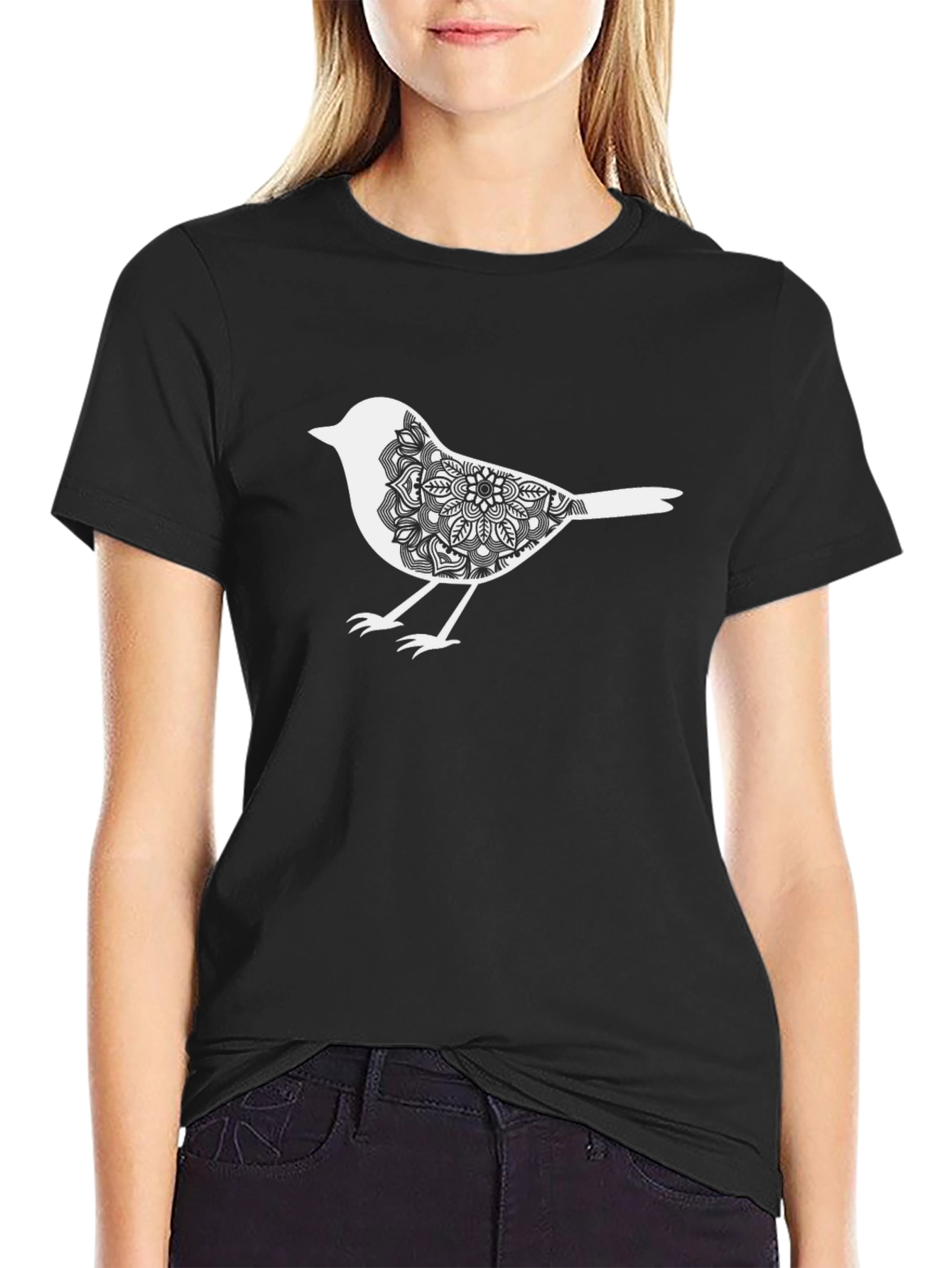 Bird Mandala Graphic Tee - Mens Black T-Shirt