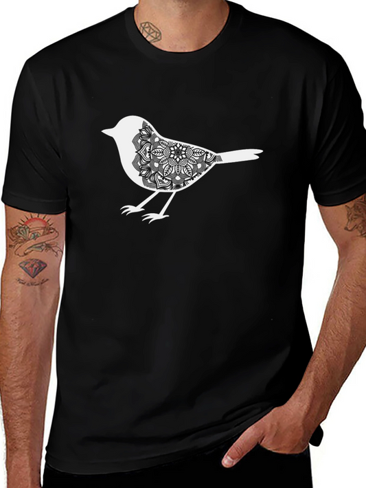 Bird Mandala Graphic Tee - Mens Black T-Shirt