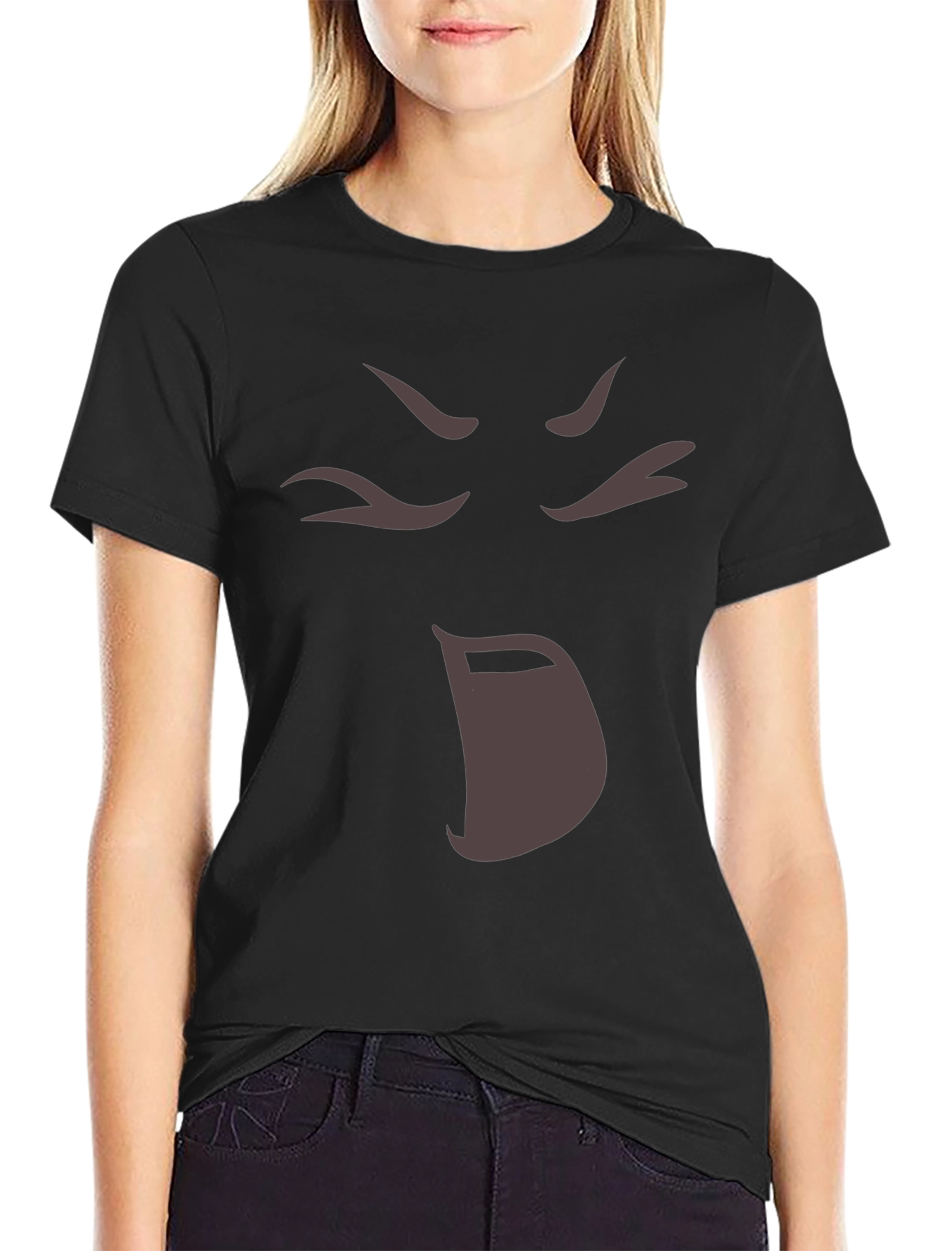 Anime Face Black T-Shirt