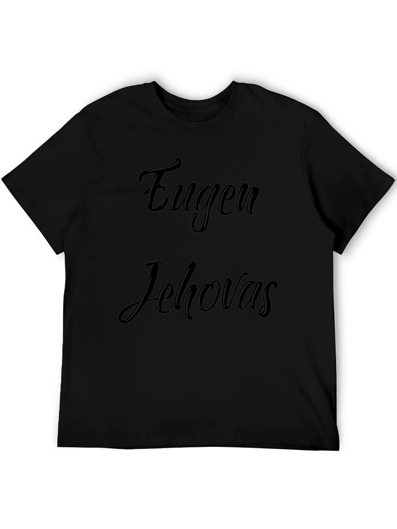 Eugen Jehovahs Black Graphic T-Shirt Casual Wear