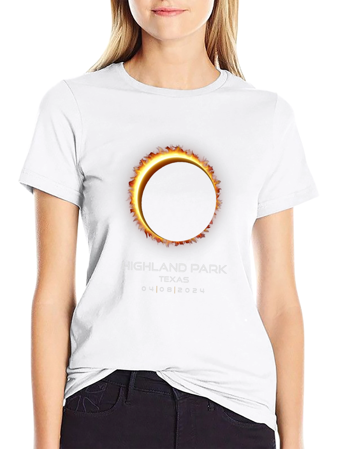 Highland Park Texas Eclipse T-Shirt - 04/08/2024