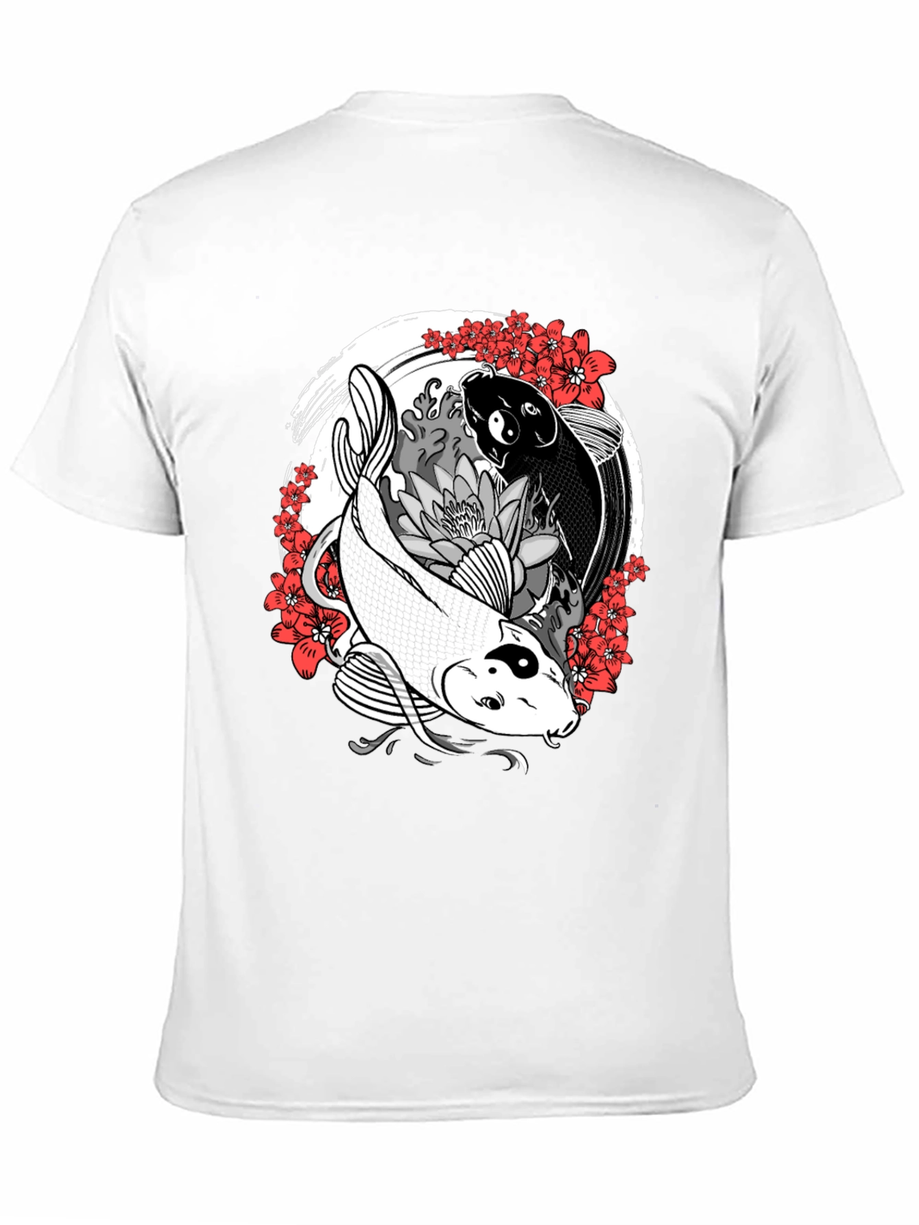 Yin Yang Koi Fish Graphic Tee - Black