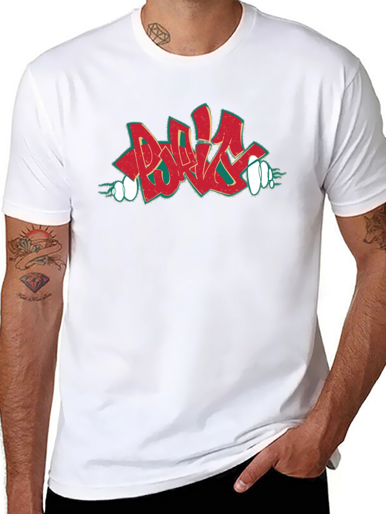 Retro Graffiti Style Graphic Print T-Shirt