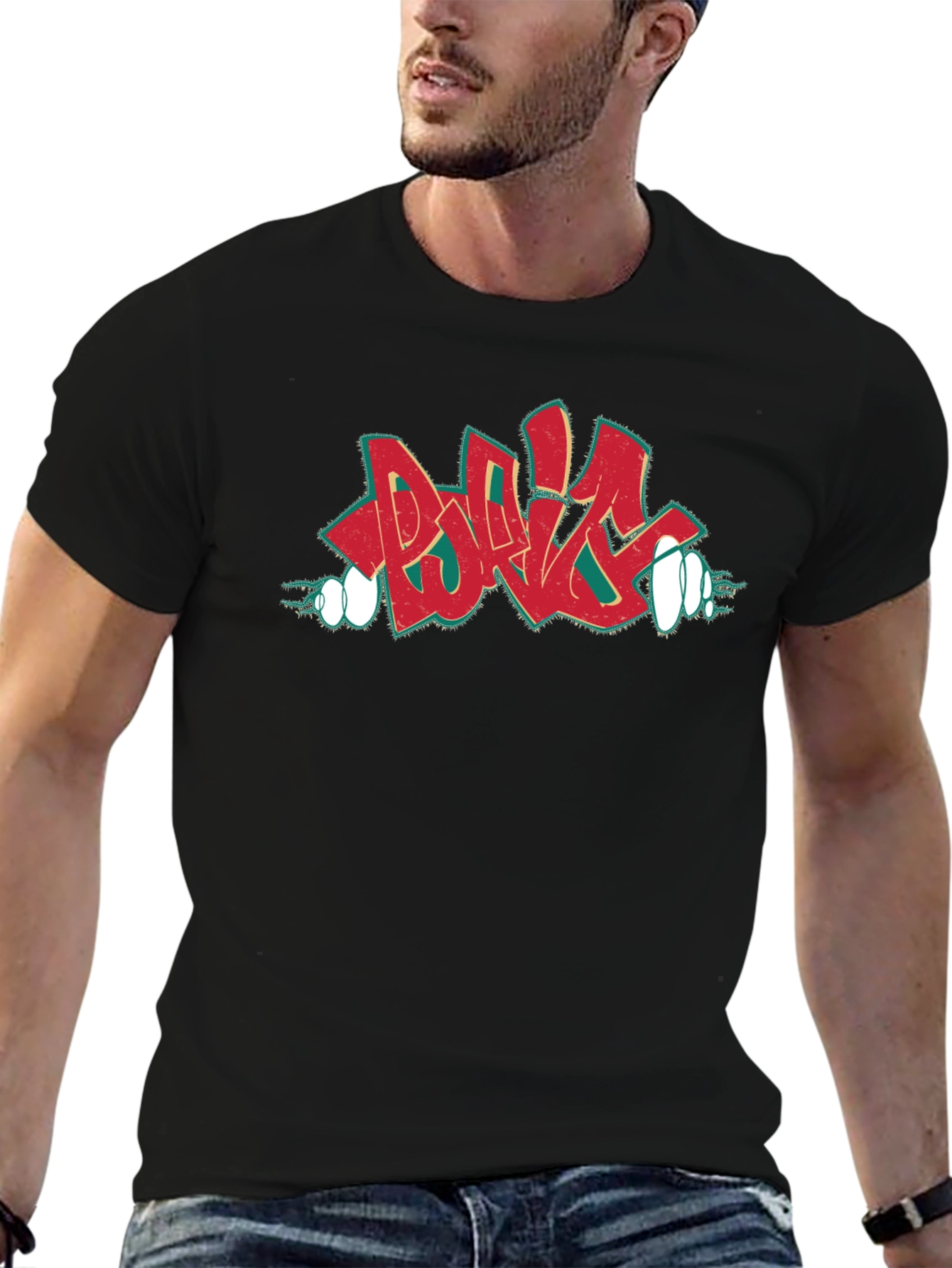 Retro Graffiti Style Graphic Print T-Shirt