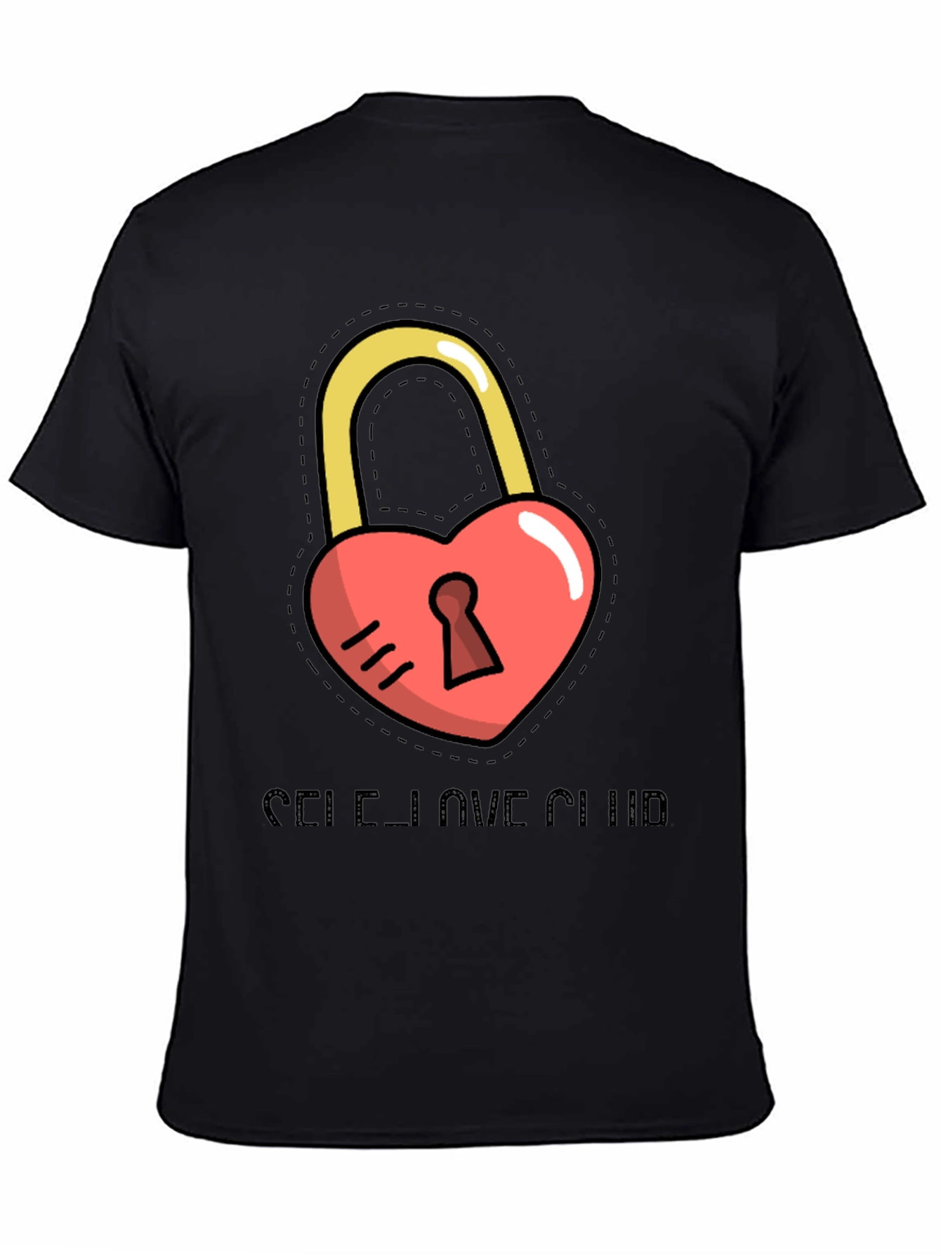 Self-Love Club Heart Lock Black T-Shirt