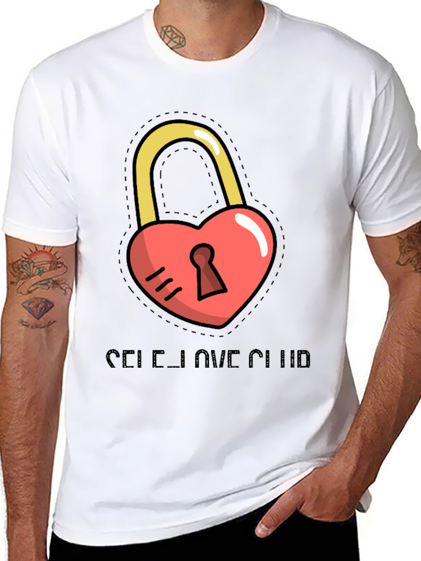 Self-Love Club Heart Lock Black T-Shirt