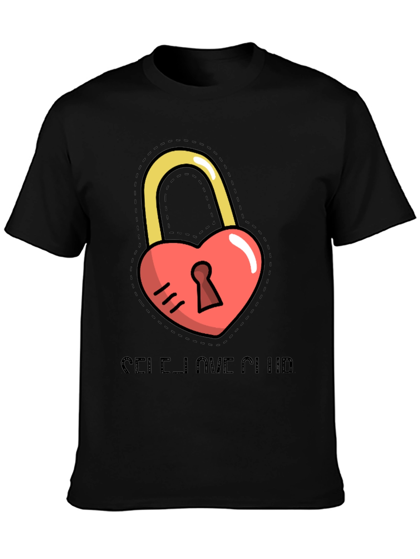Self-Love Club Heart Lock Black T-Shirt