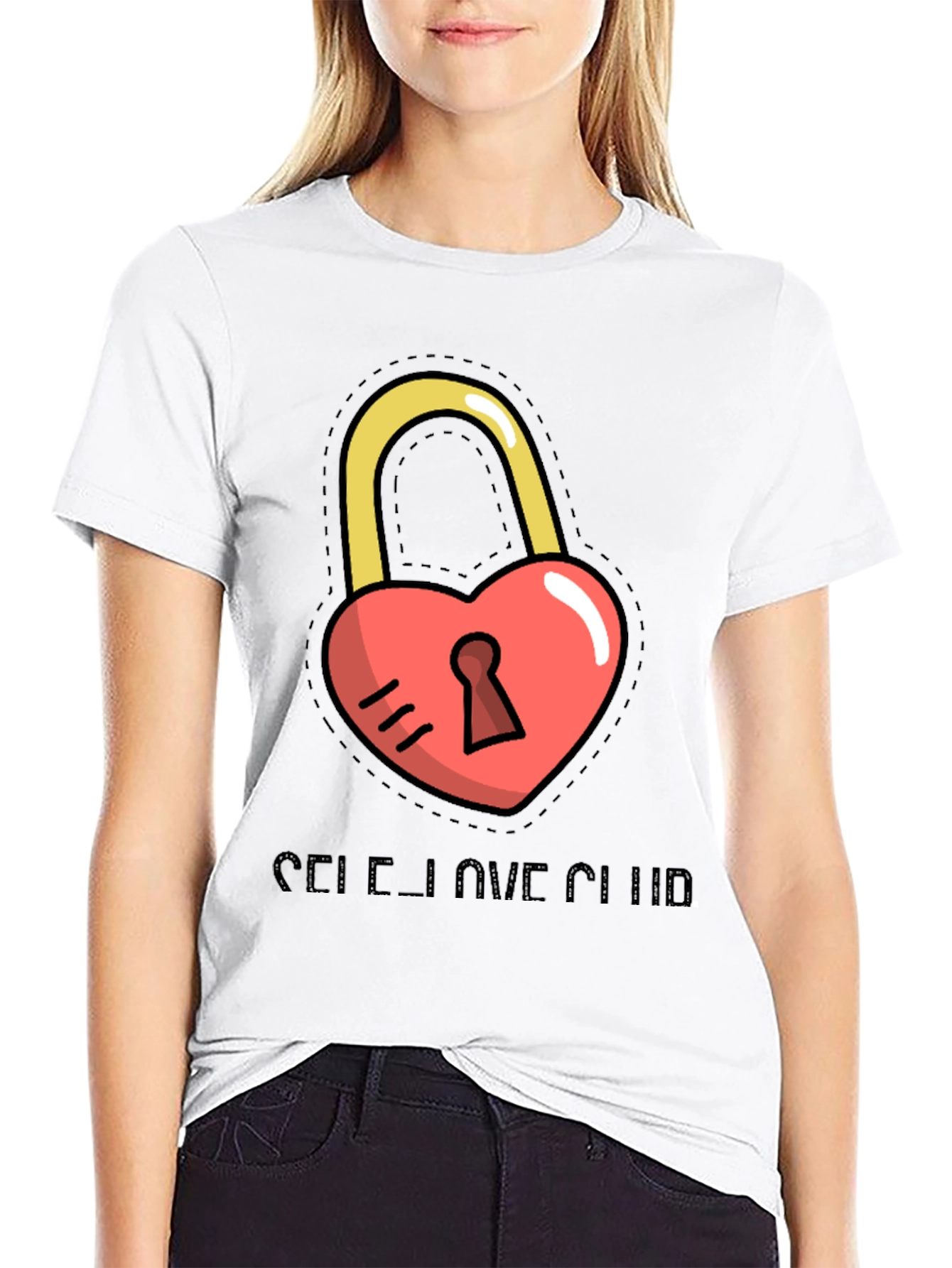 Self-Love Club Heart Lock Black T-Shirt