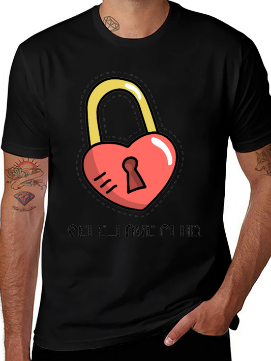 Self-Love Club Heart Lock Black T-Shirt