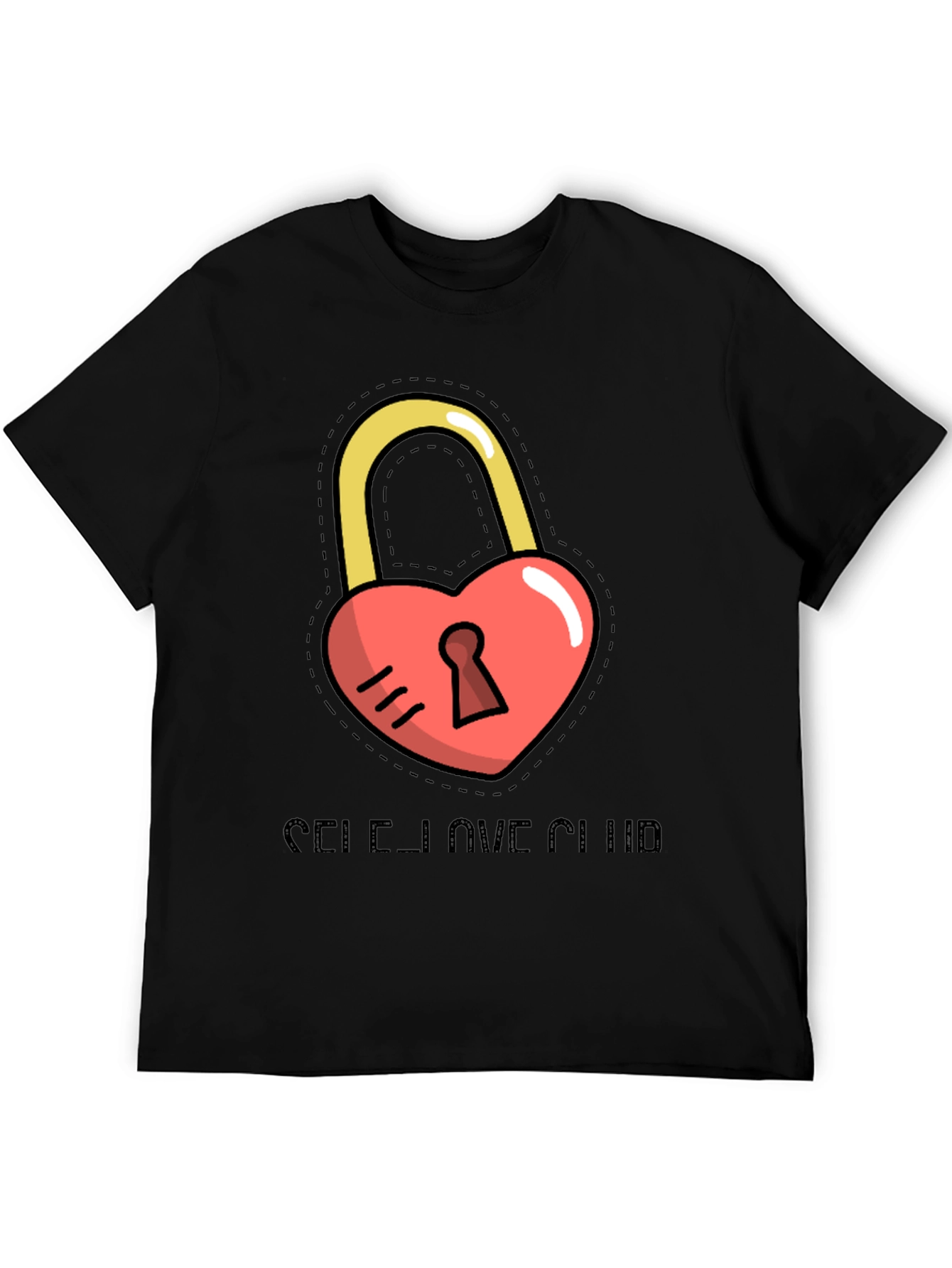 Self-Love Club Heart Lock Black T-Shirt