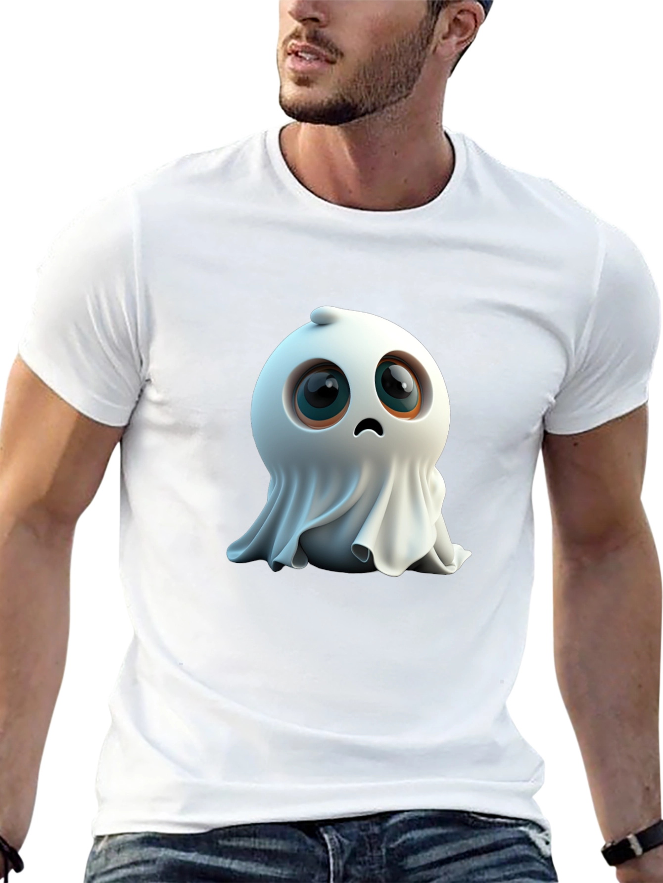 Cute Ghost Graphic Black T-Shirt