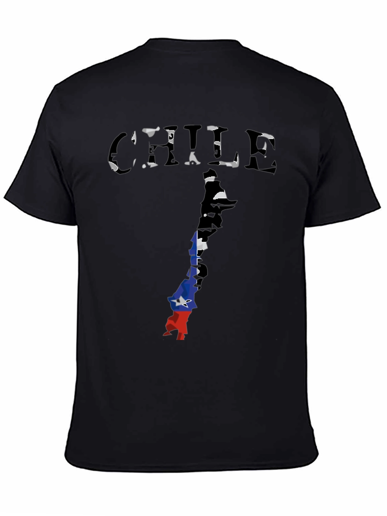 Chile Flag Map Black T-Shirt - Country Pride
