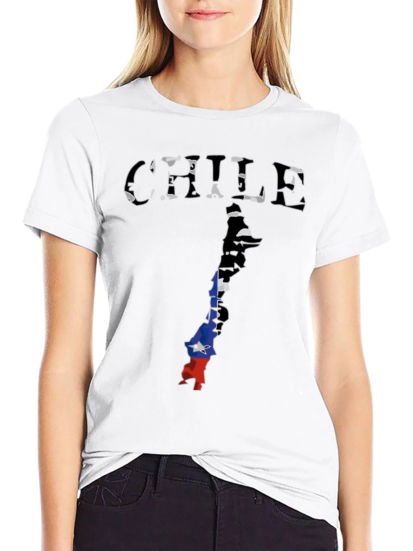 Chile Flag Map Black T-Shirt - Country Pride
