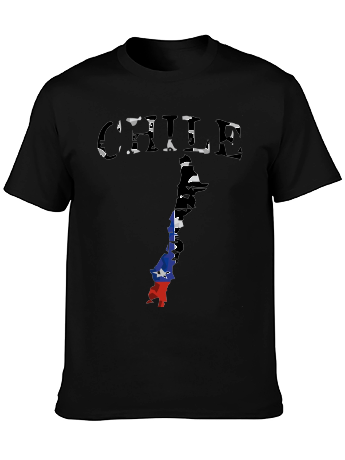 Chile Flag Map Black T-Shirt - Country Pride