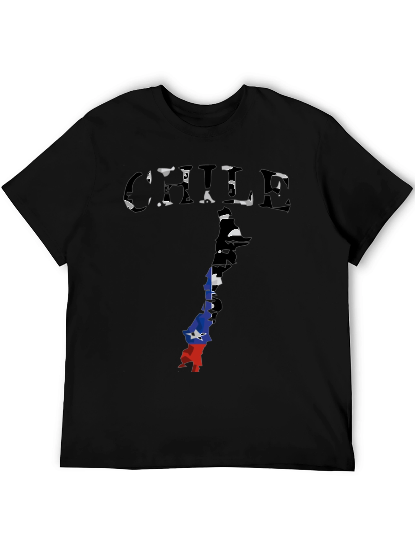 Chile Flag Map Black T-Shirt - Country Pride