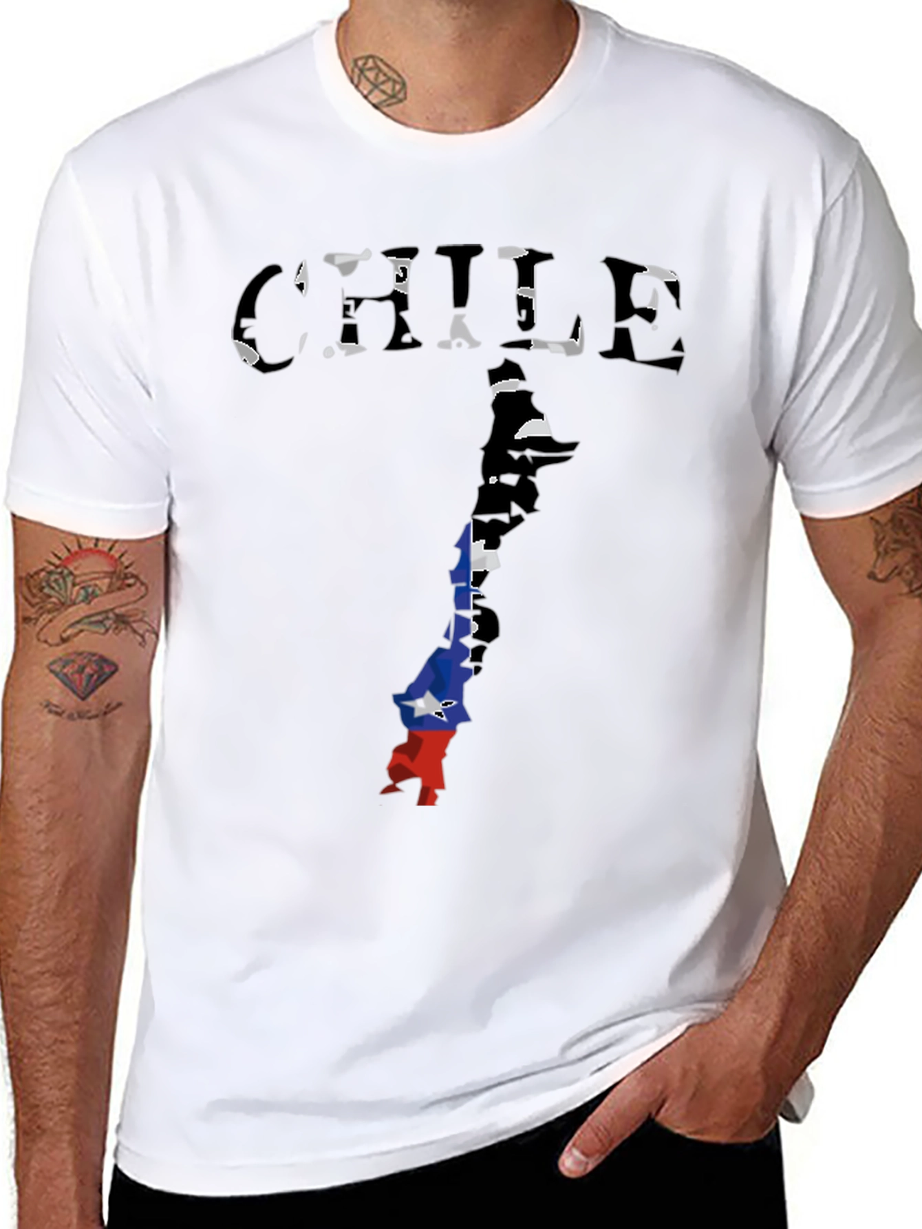 Chile Flag Map Black T-Shirt - Country Pride