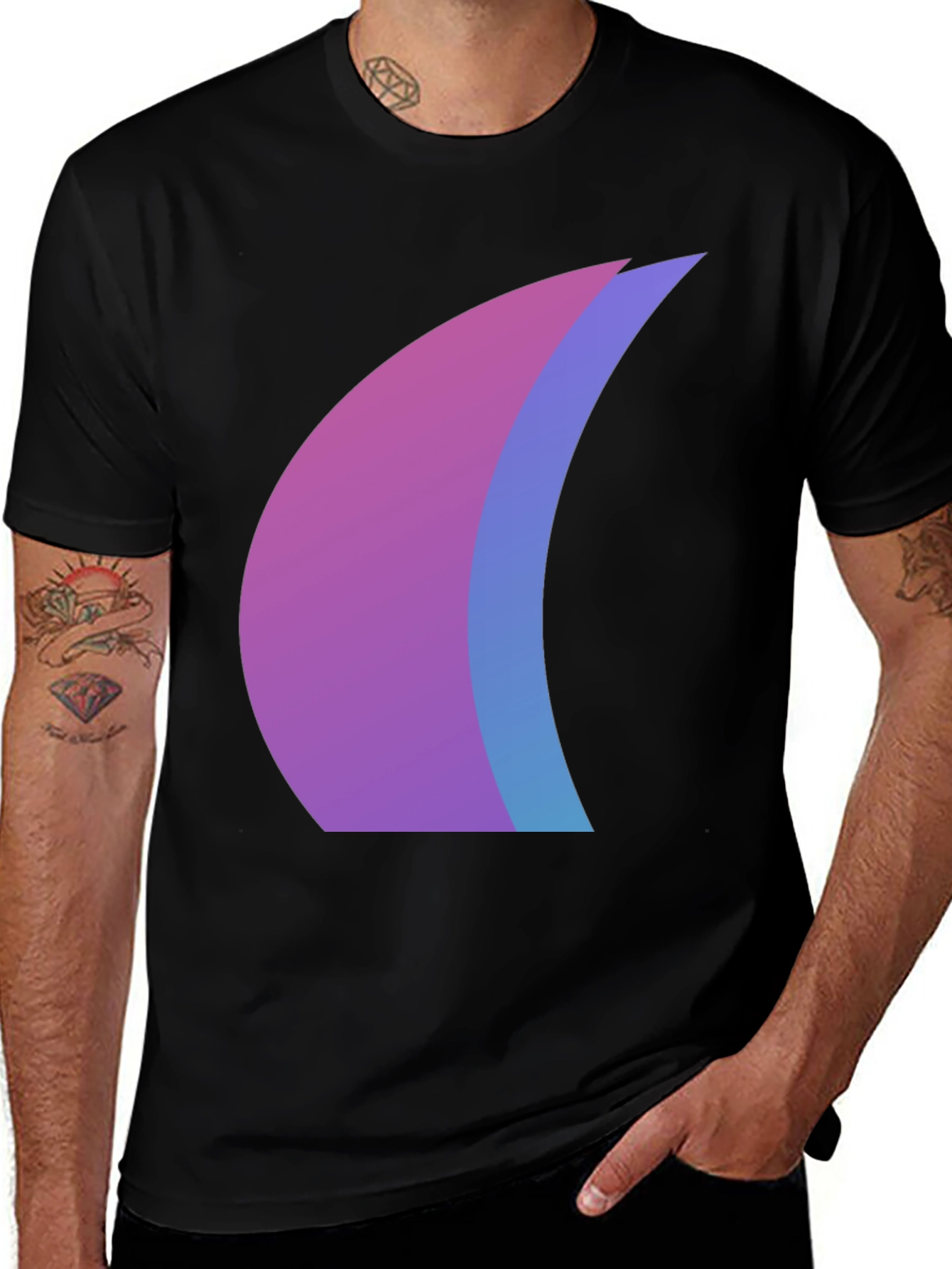 Modern Abstract Graphic Black T-Shirt