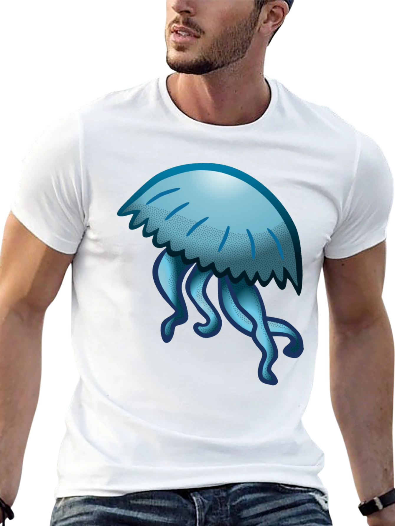 Jellyfish Graphic Tee - Black Cotton T-Shirt