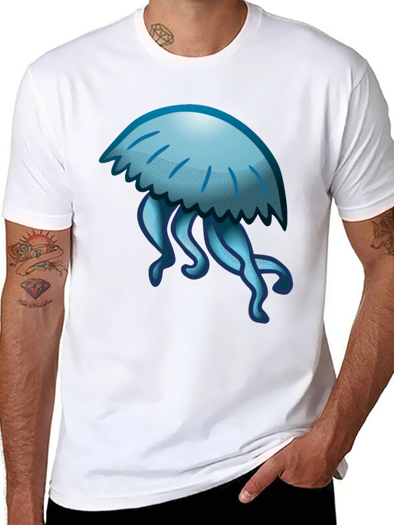 Jellyfish Graphic Tee - Black Cotton T-Shirt