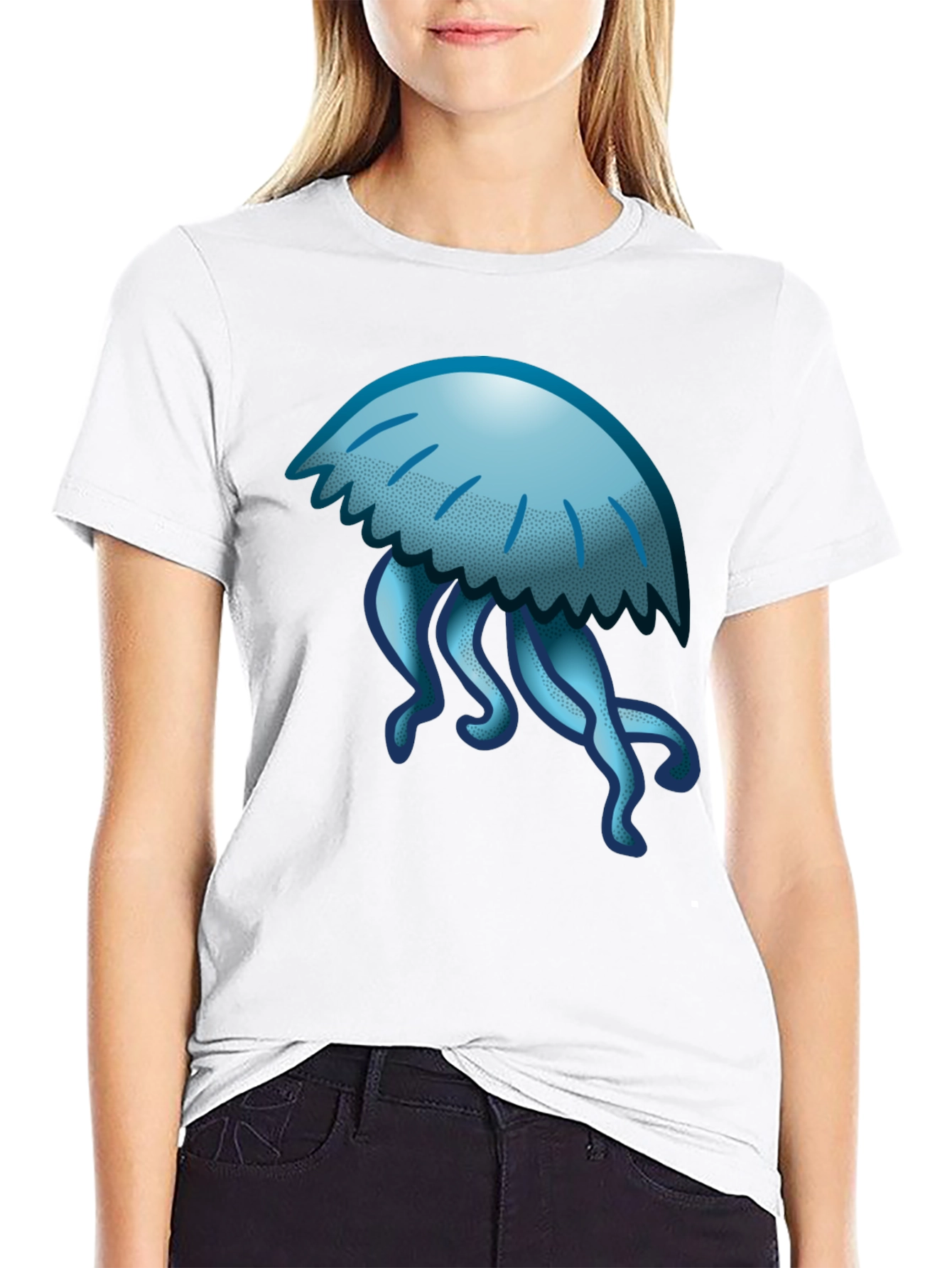 Jellyfish Graphic Tee - Black Cotton T-Shirt