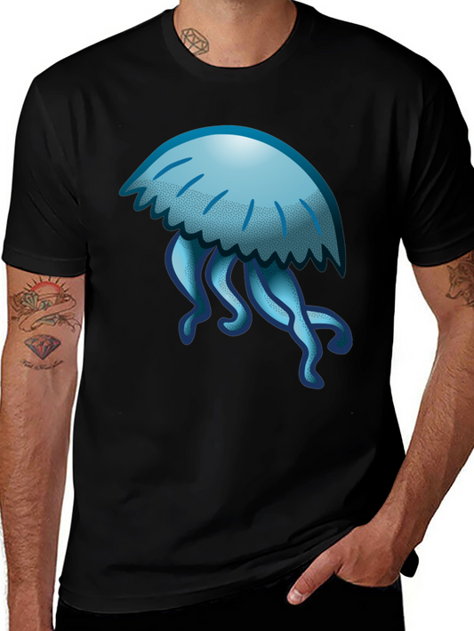 Jellyfish Graphic Tee - Black Cotton T-Shirt