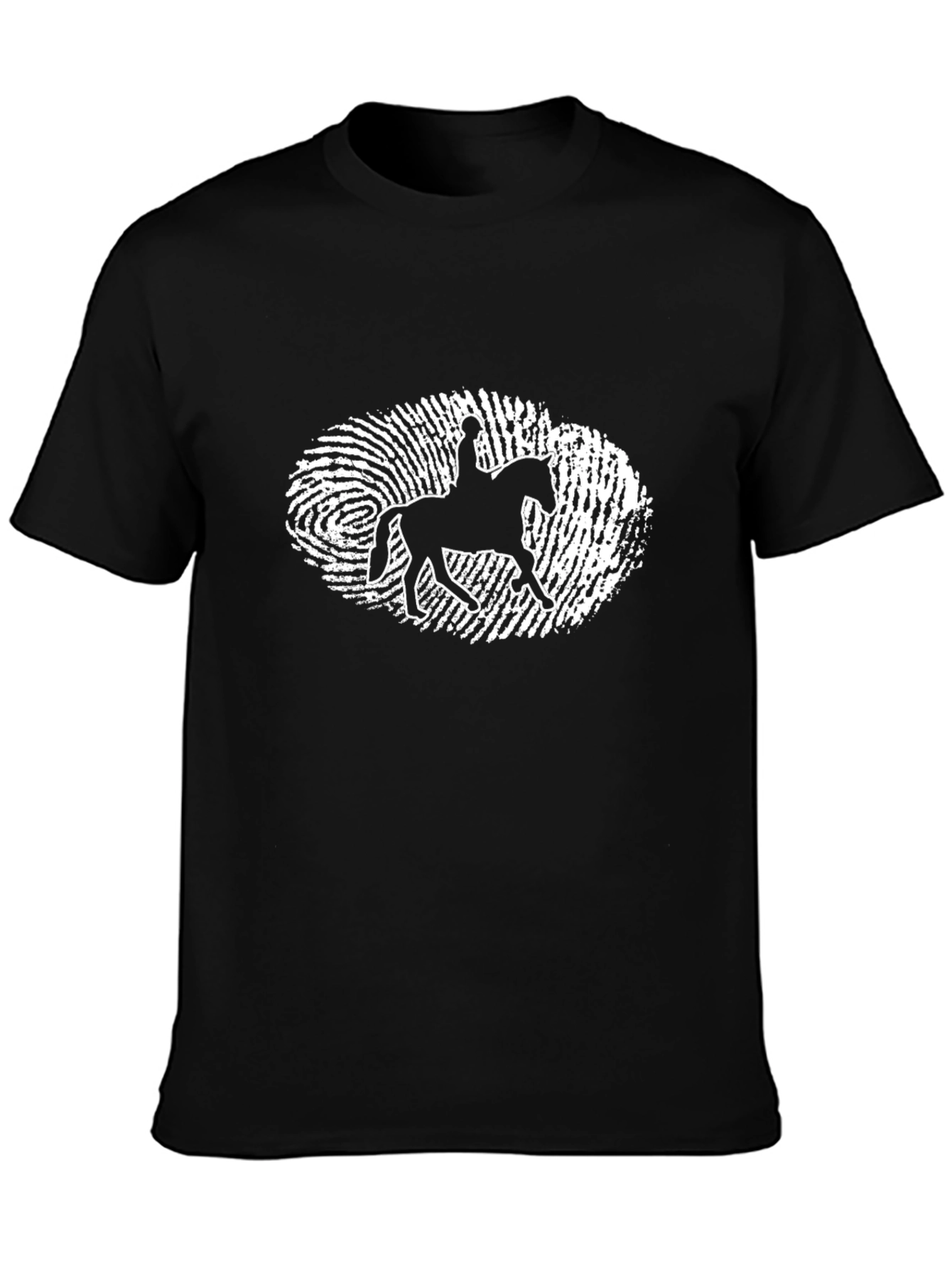 Equestrian Fingerprint T-Shirt - Black Cotton