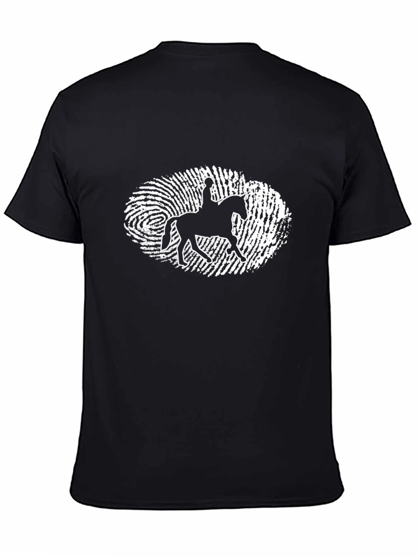 Equestrian Fingerprint T-Shirt - Black Cotton