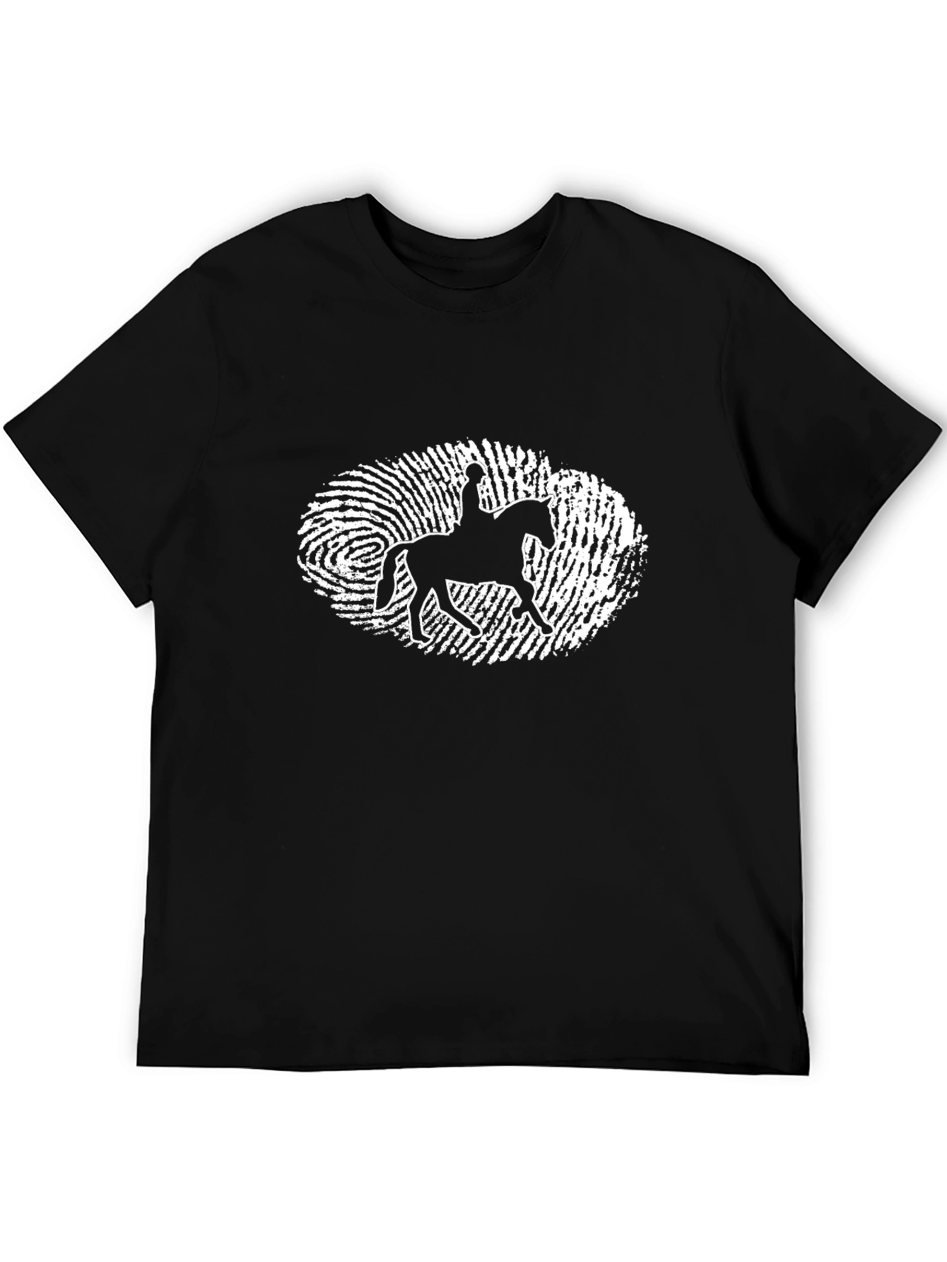Equestrian Fingerprint T-Shirt - Black Cotton