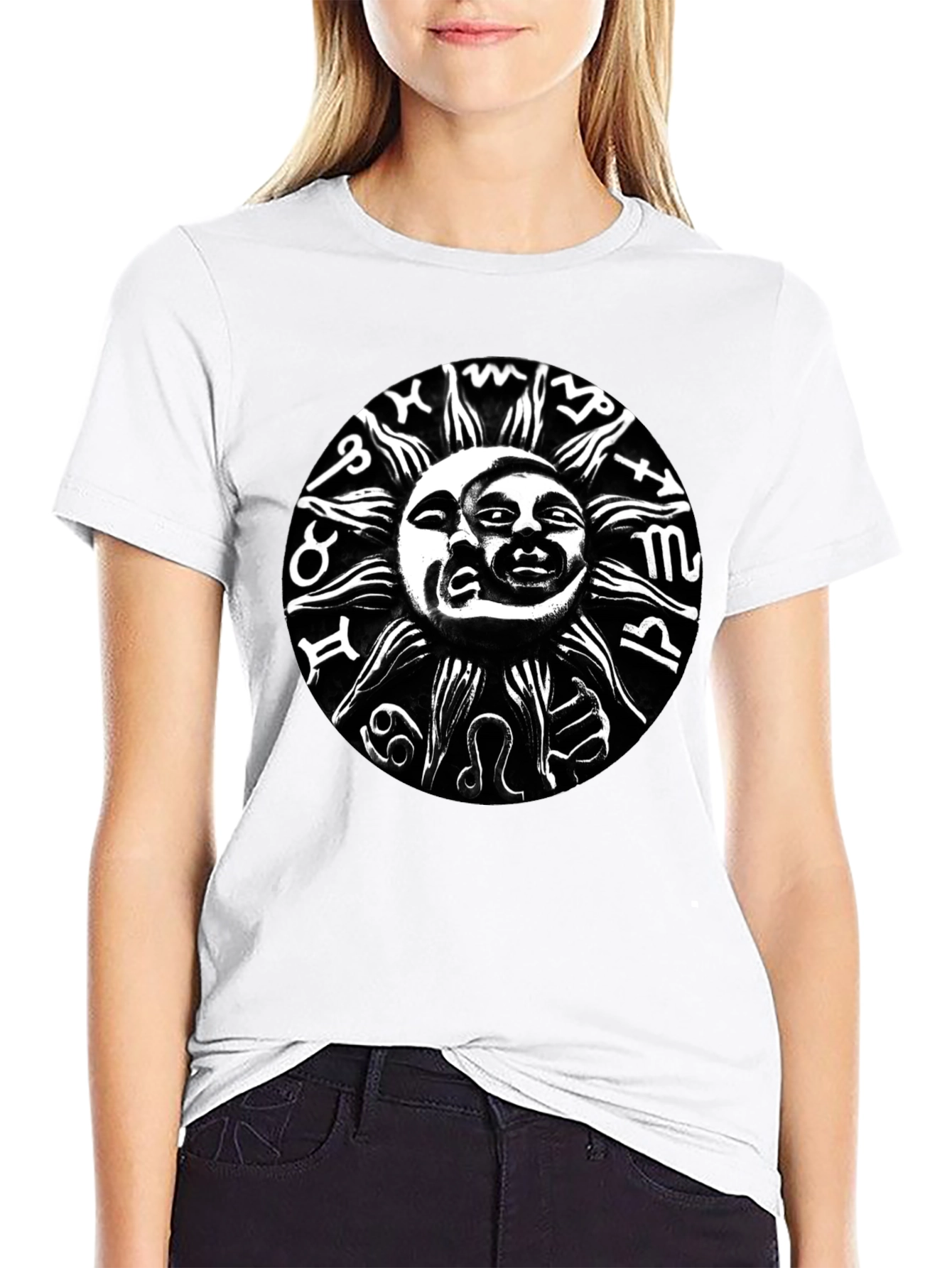 Sun and Moon Zodiac T-Shirt - Black Graphic Tee
