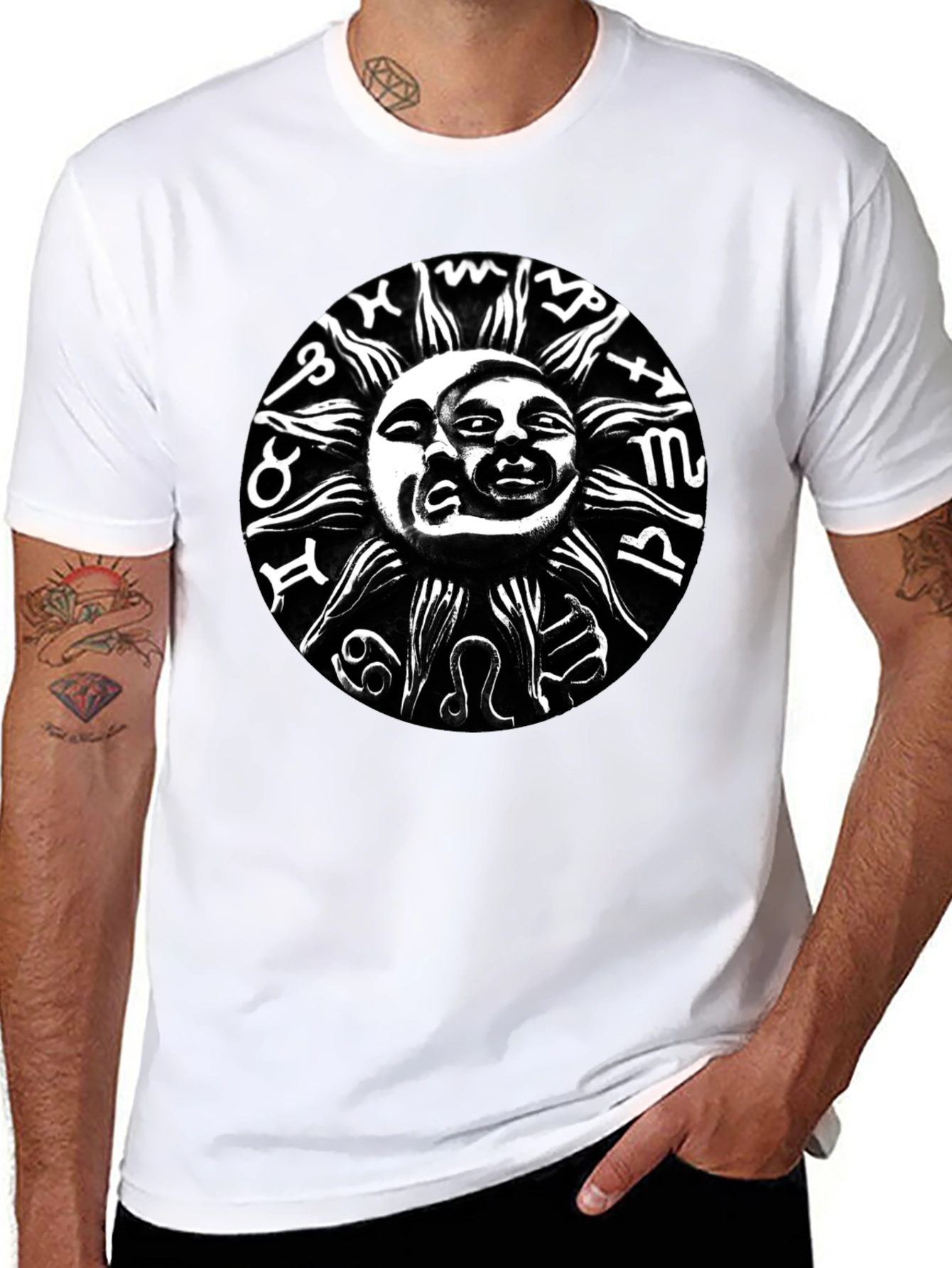 Sun and Moon Zodiac T-Shirt - Black Graphic Tee