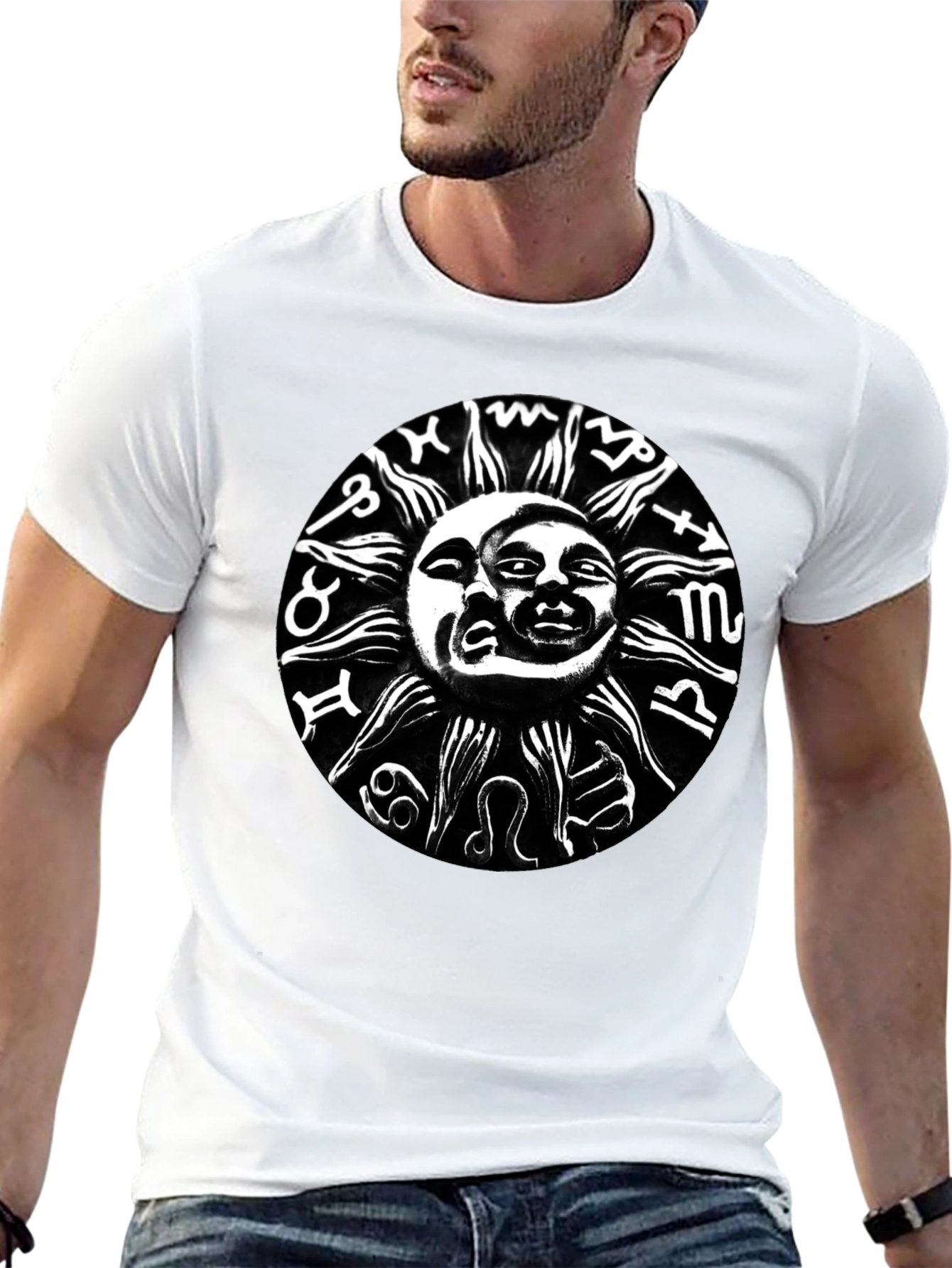 Sun and Moon Zodiac T-Shirt - Black Graphic Tee