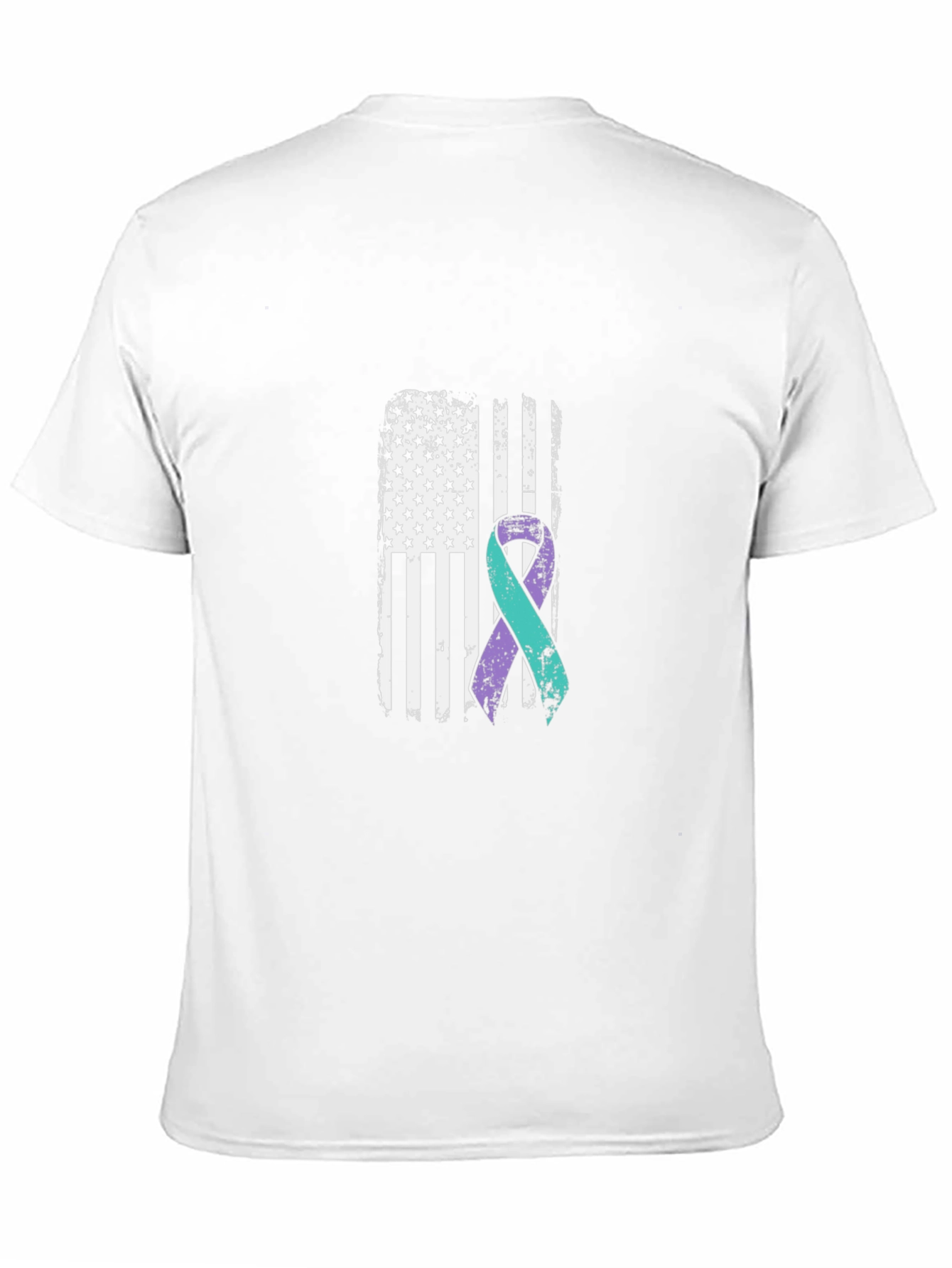 Awareness Ribbon American Flag Black T-Shirt