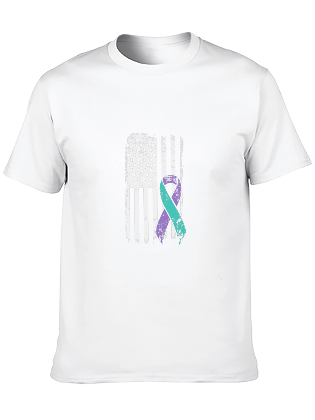 Awareness Ribbon American Flag Black T-Shirt