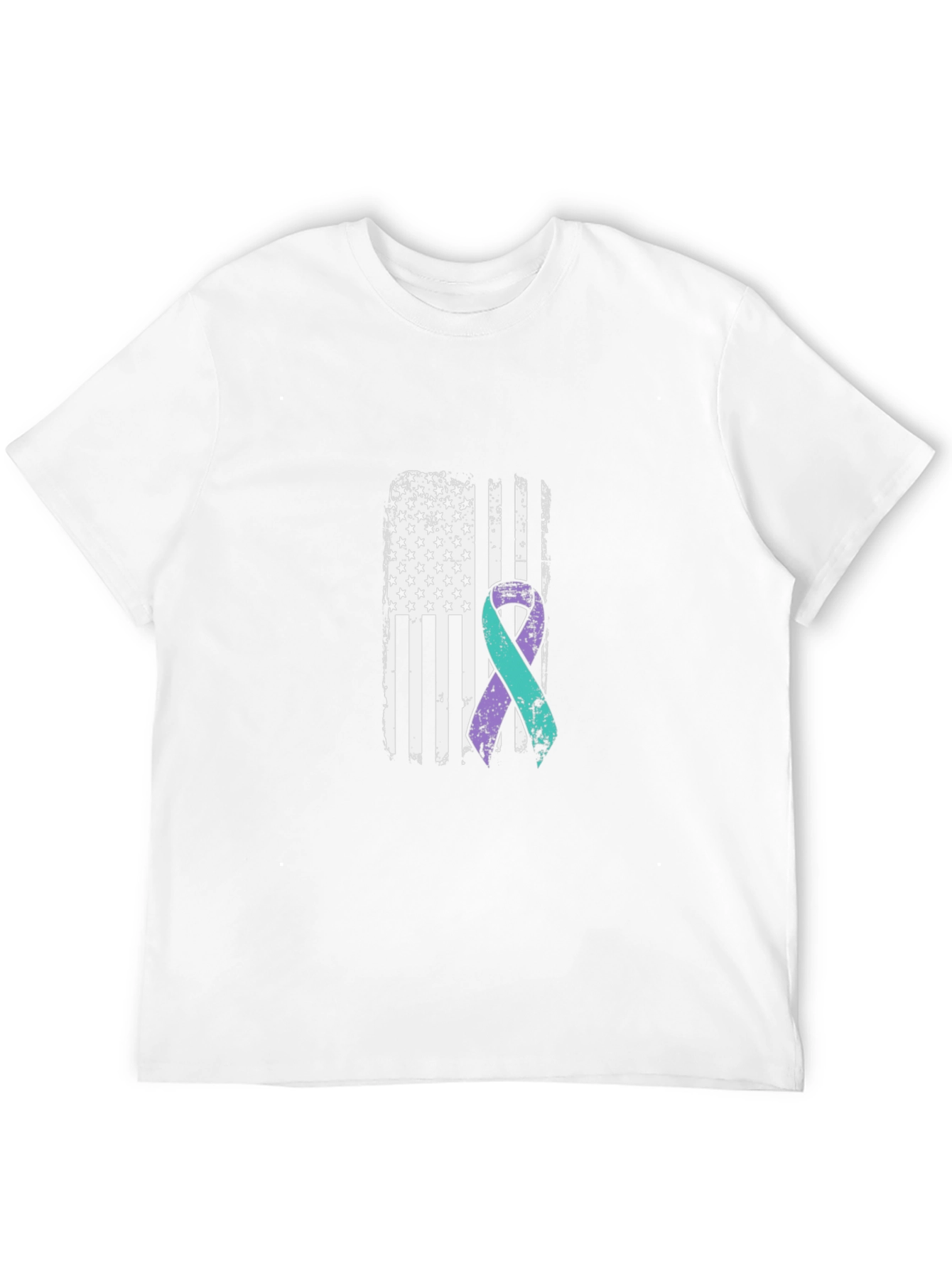 Awareness Ribbon American Flag Black T-Shirt