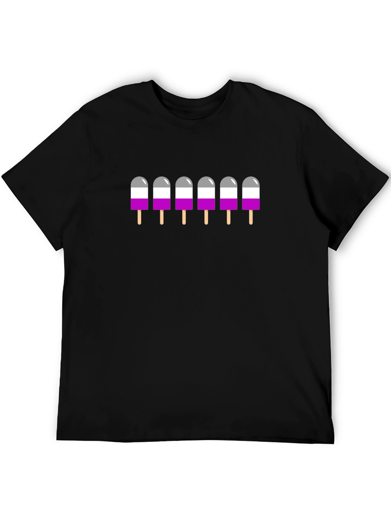 Asexual Pride Popsicle Graphic Tee - Black T-Shirt