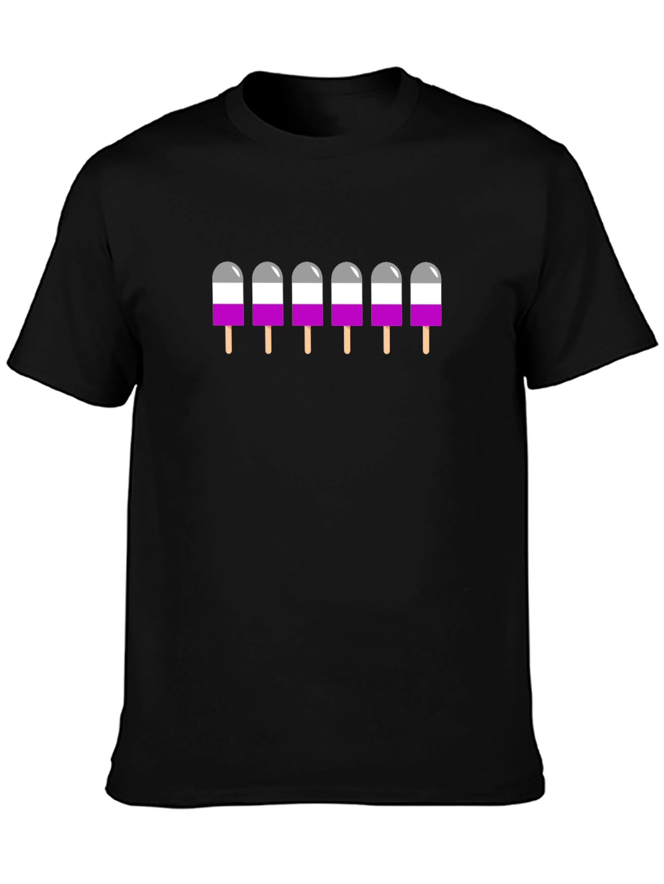 Asexual Pride Popsicle Graphic Tee - Black T-Shirt