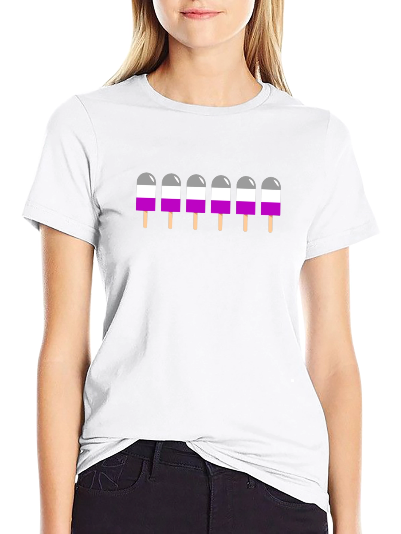 Asexual Pride Popsicle Graphic Tee - Black T-Shirt