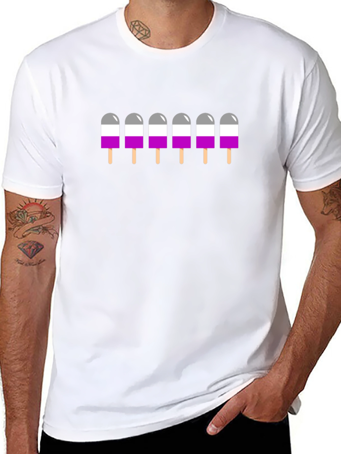 Asexual Pride Popsicle Graphic Tee - Black T-Shirt
