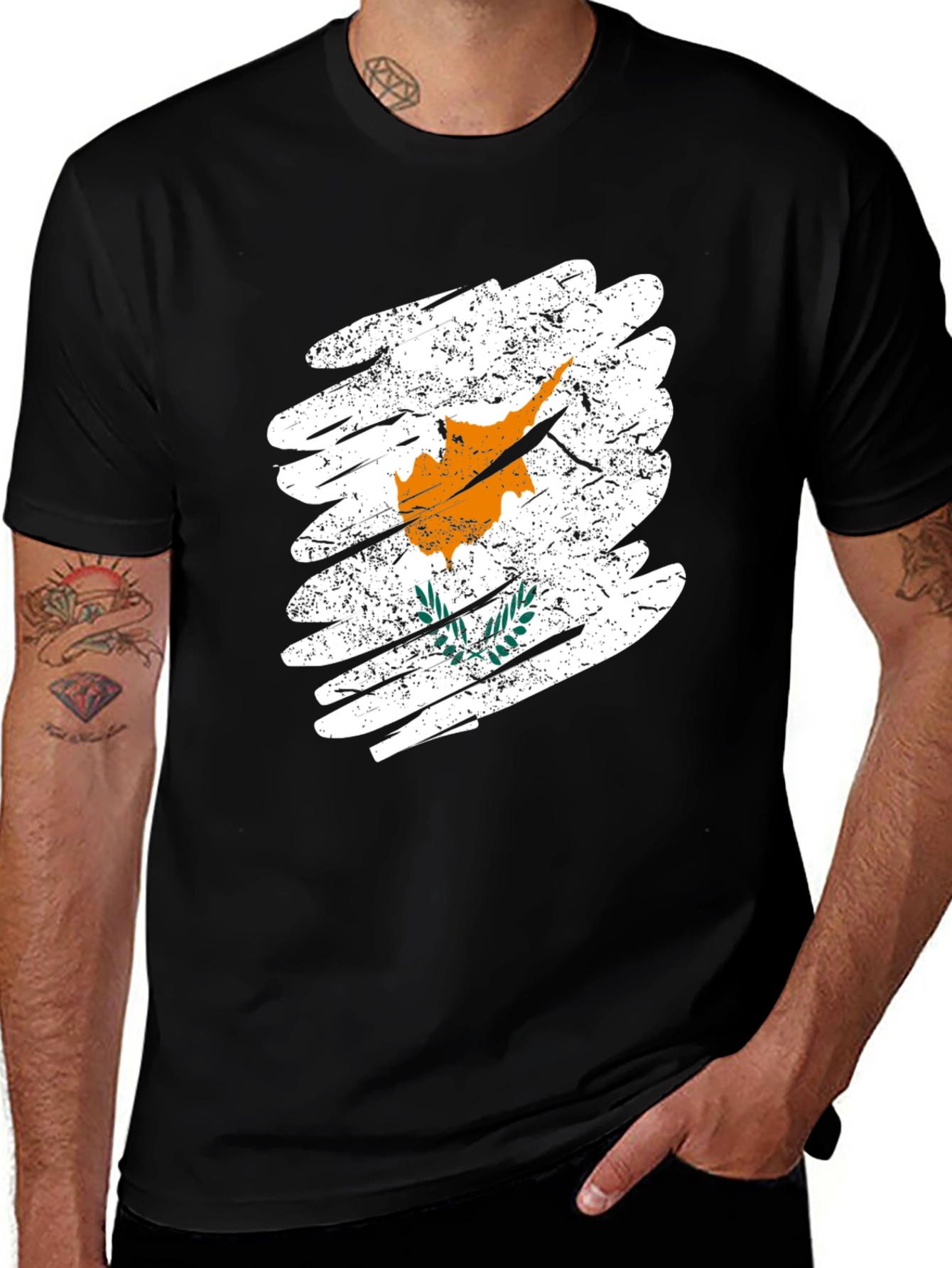 Cyprus Flag Graphic T-Shirt - Black Cotton Tee