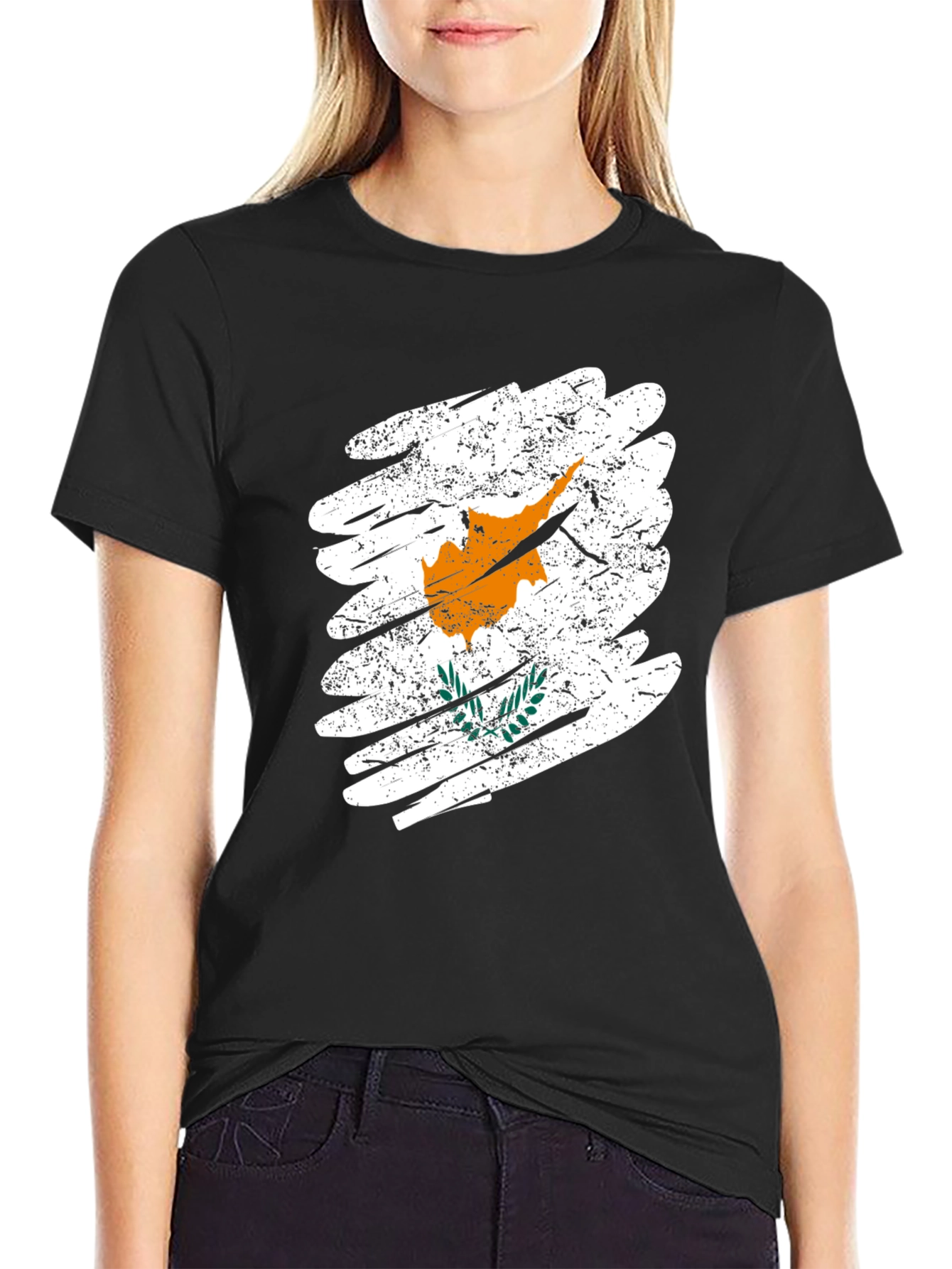 Cyprus Flag Graphic T-Shirt - Black Cotton Tee