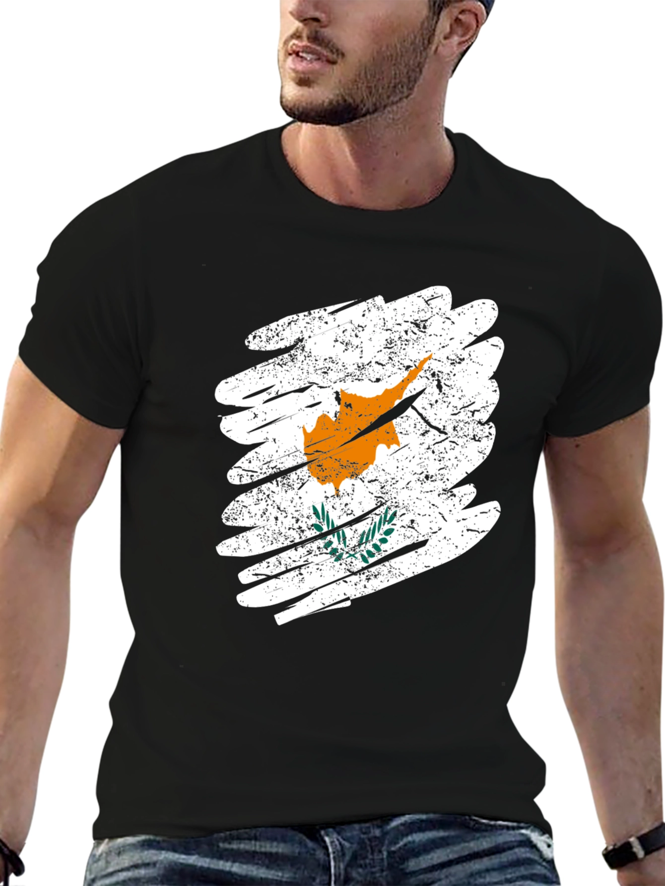 Cyprus Flag Graphic T-Shirt - Black Cotton Tee