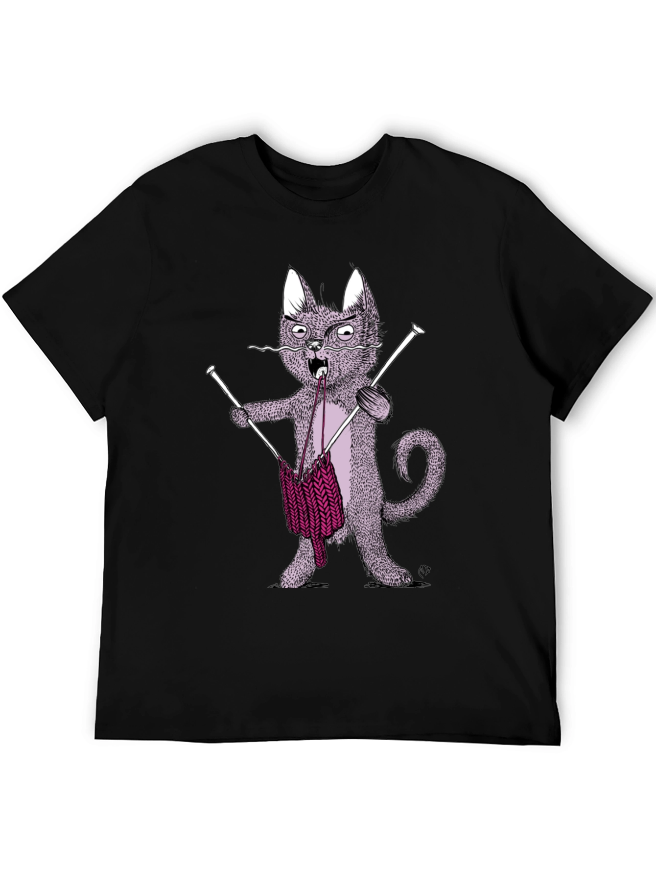 Knitting Cat Graphic Tee - Quirky Unisex T-Shirt