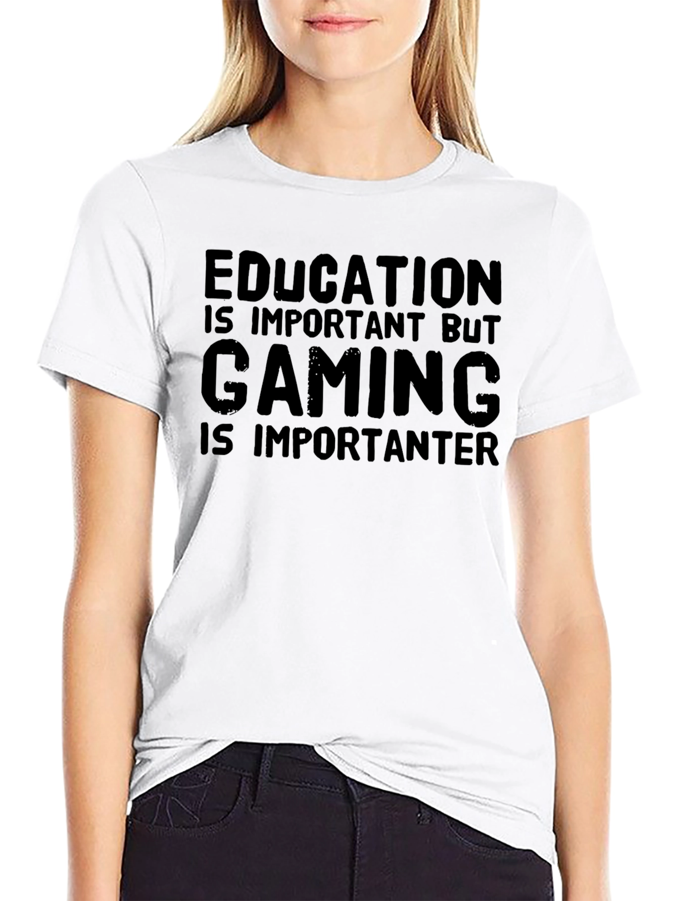 Gaming is Importanter Black Graphic Tee