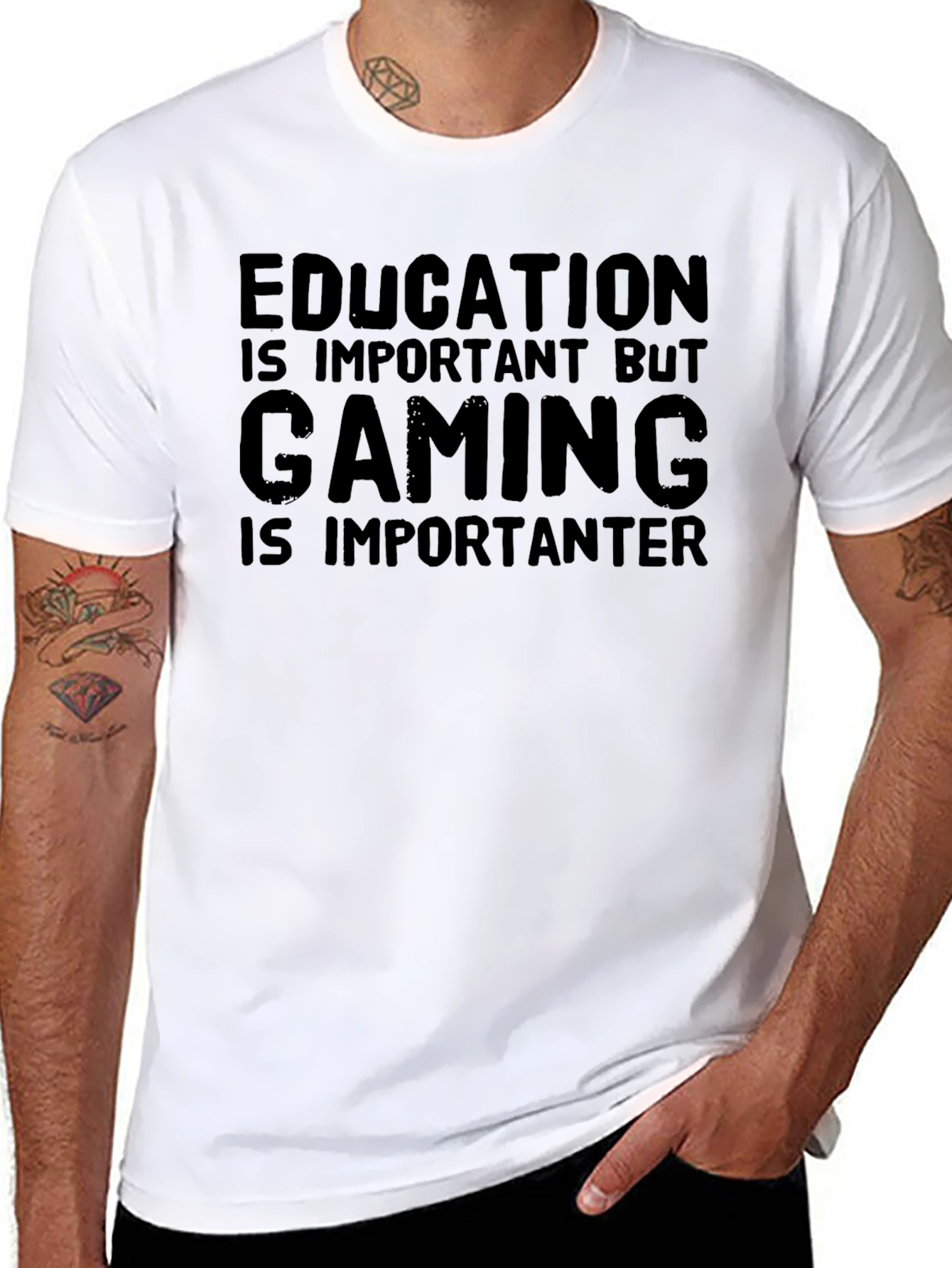 Gaming is Importanter Black Graphic Tee