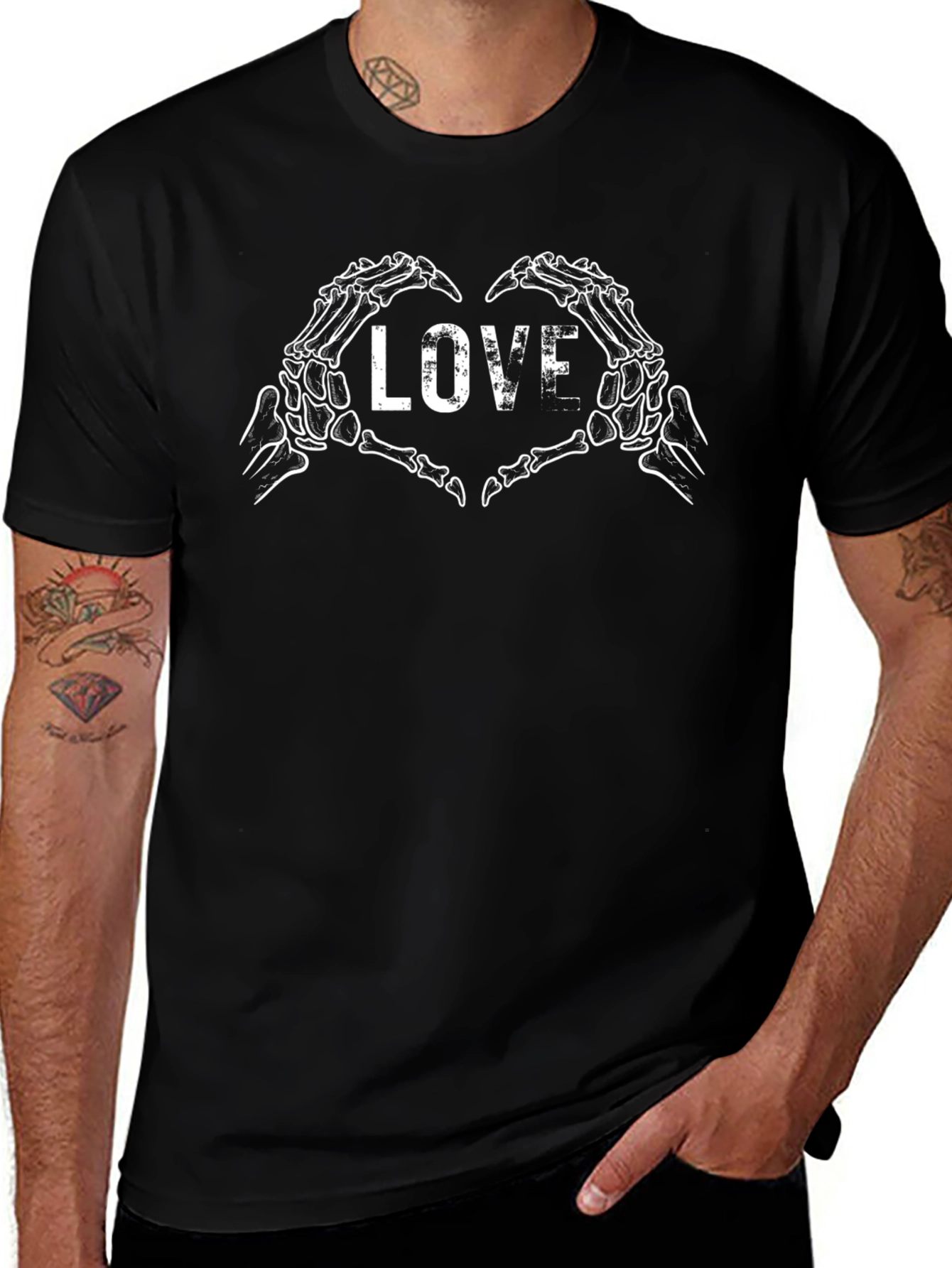 Skeleton Hands Love Graphic T-Shirt