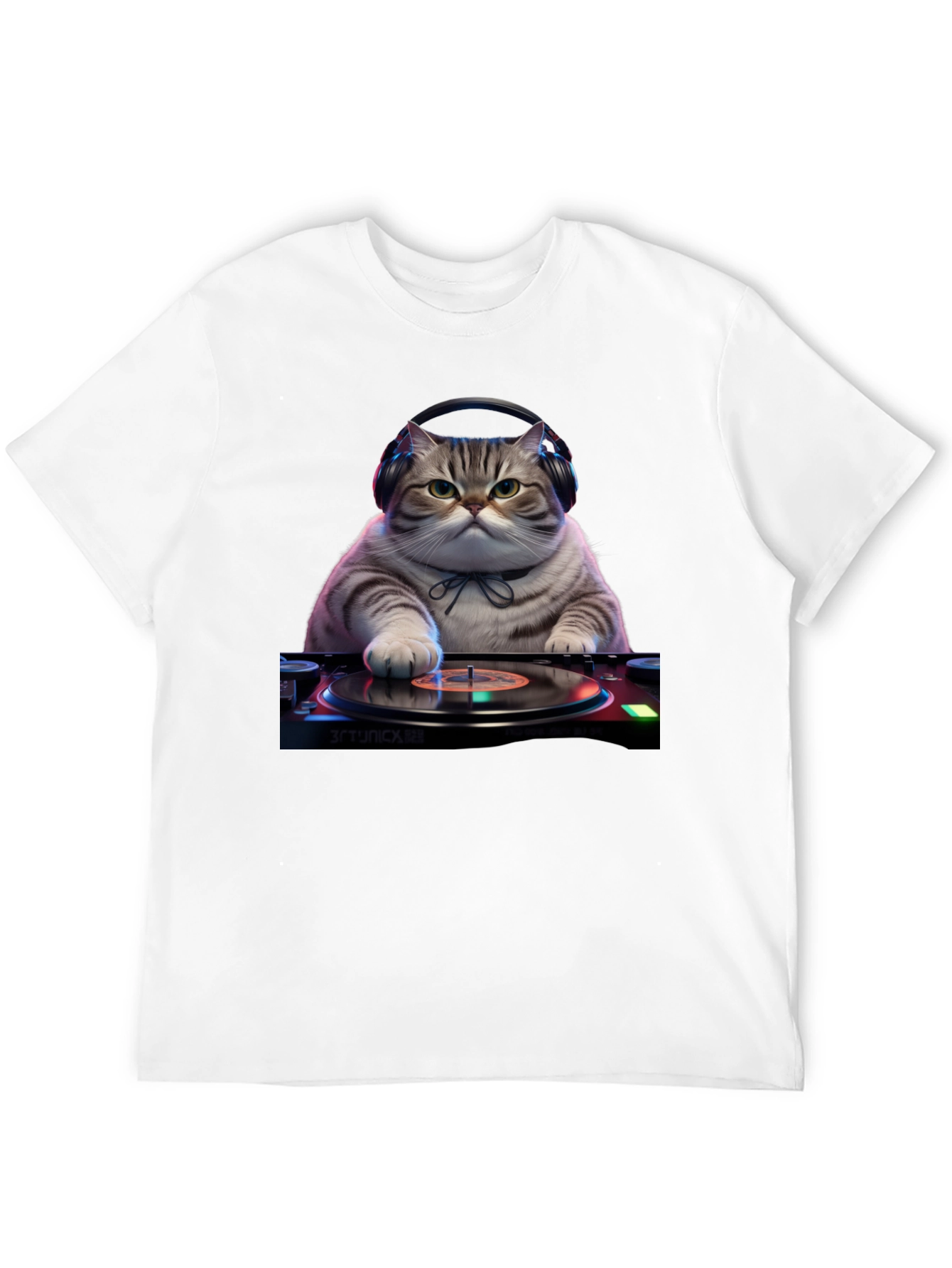DJ Cat Graphic Tee - Music Lover T-Shirt