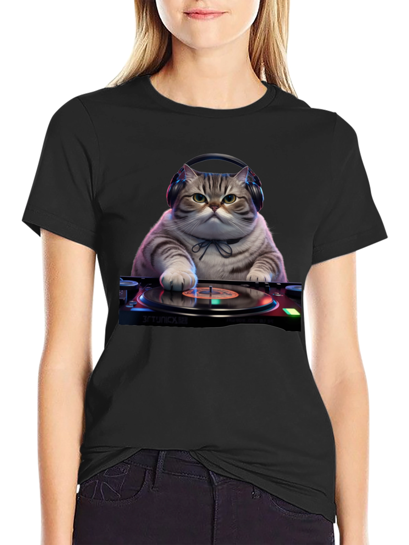 DJ Cat Graphic Tee - Music Lover T-Shirt